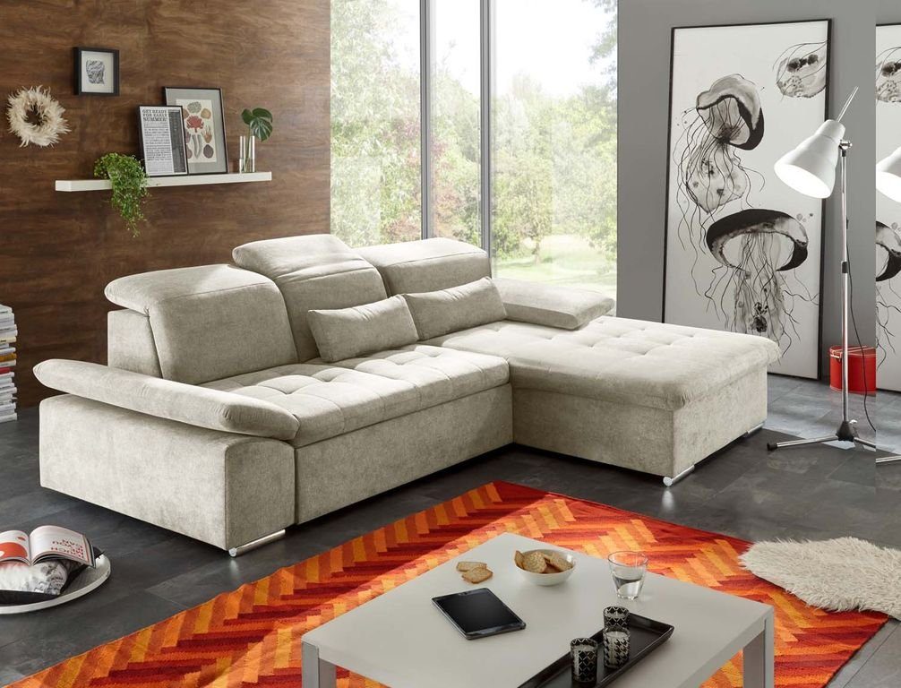 Couch Wayne 276x188 EXCITING Silber Ecksofa, Eckcouch cm ED Ecksofa DESIGN Sofa