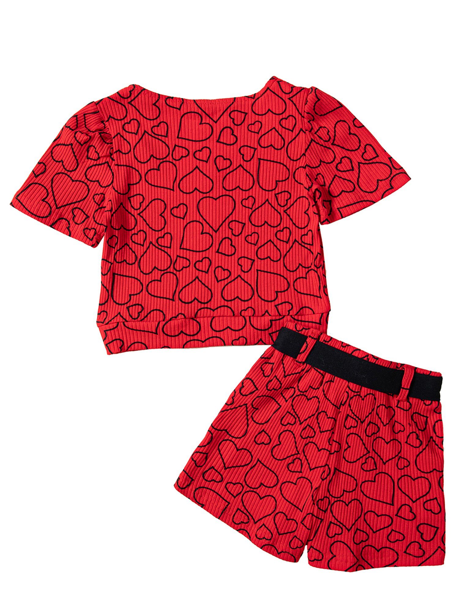 Kinder Kids (Gr. 92 -146) LAPA Shirt & Shorts Sommerkleid für Mädchen, Liebesherzdruck