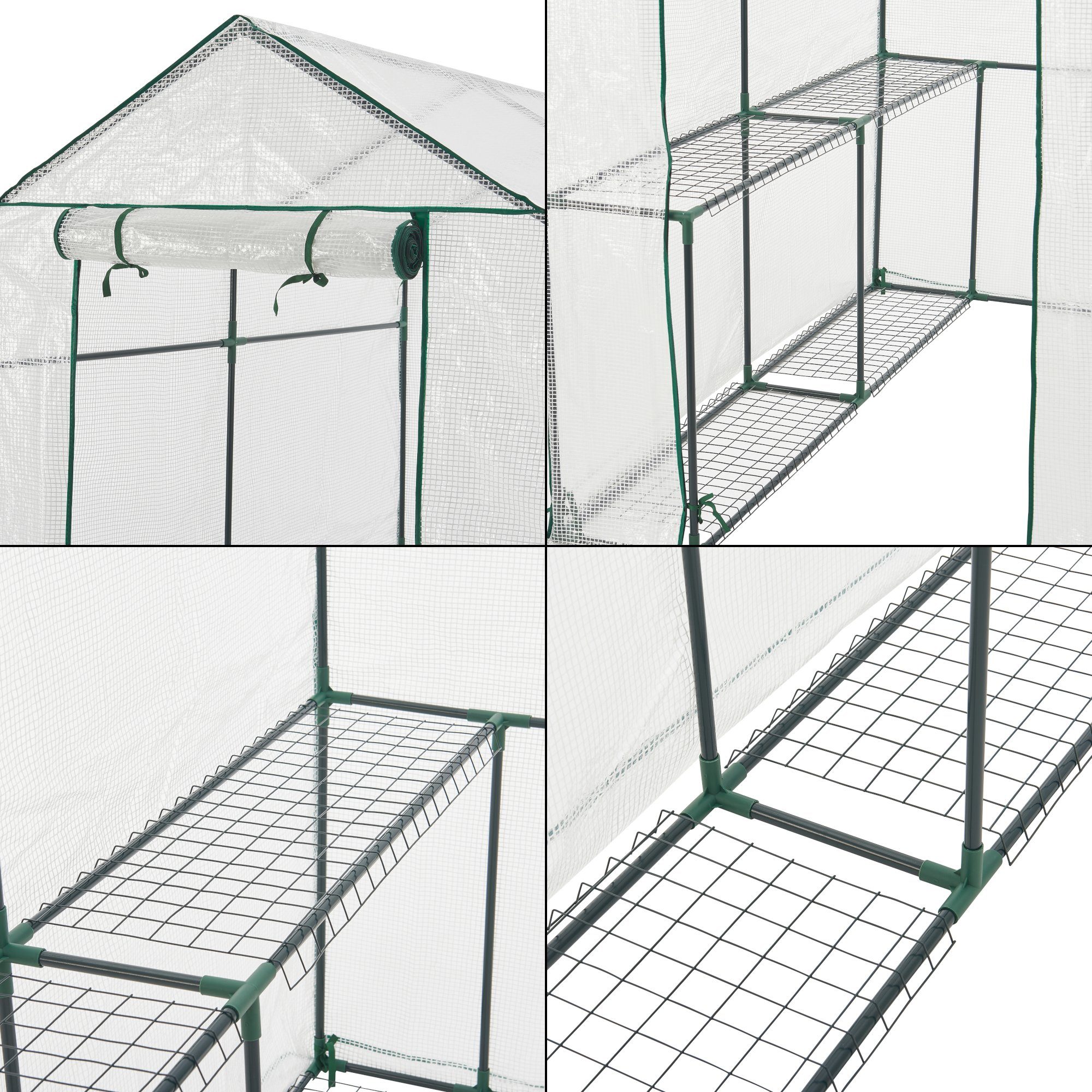 en.casa Gewächshaus, Oosterhout Gewächshaus 120x186x190cm mit Stahlrahmen Weiß