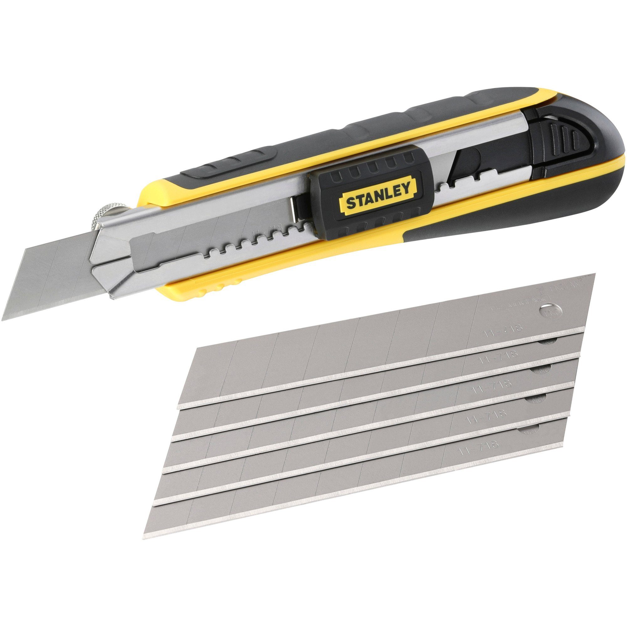 STANLEY Cuttermesser STANLEY Cutter 18 mm FatMax™ mit Magazin (mit sechs  Ersatzklingen), (6-tlg)