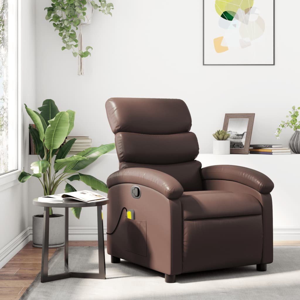 (1-St) Massagesessel Braun Sessel vidaXL Kunstleder