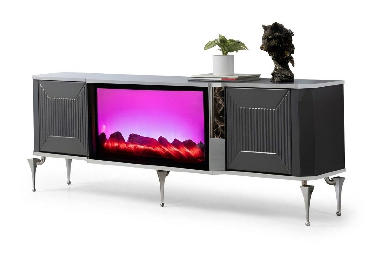 Xlmoebel Lowboard TV-Schrank von XLMOEBEL in Silber mit LED-Beleuchtung und Stauraum (Lowboard, 1 St., 180 x 65 x 40), Made in Europa