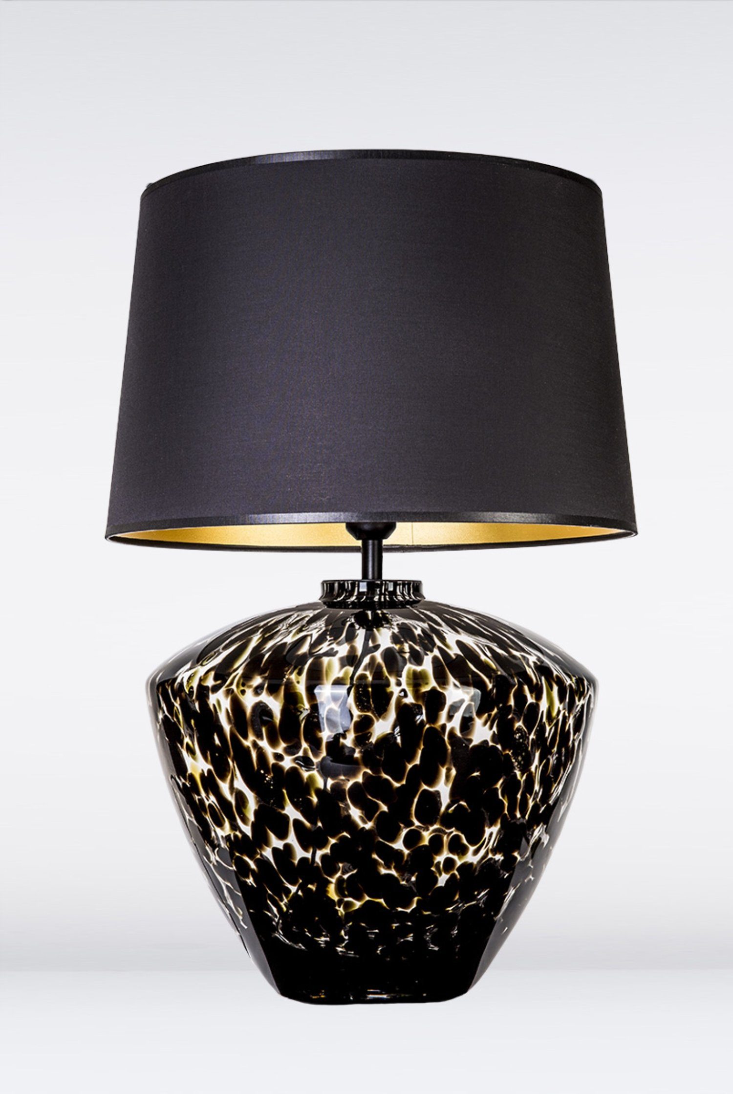 Signature Home Collection Tischleuchte »Tischlampe Glas gefleckt mit  Lampenschirm schwarz«, Glaslampe mundgeblasenes Glas online kaufen | OTTO