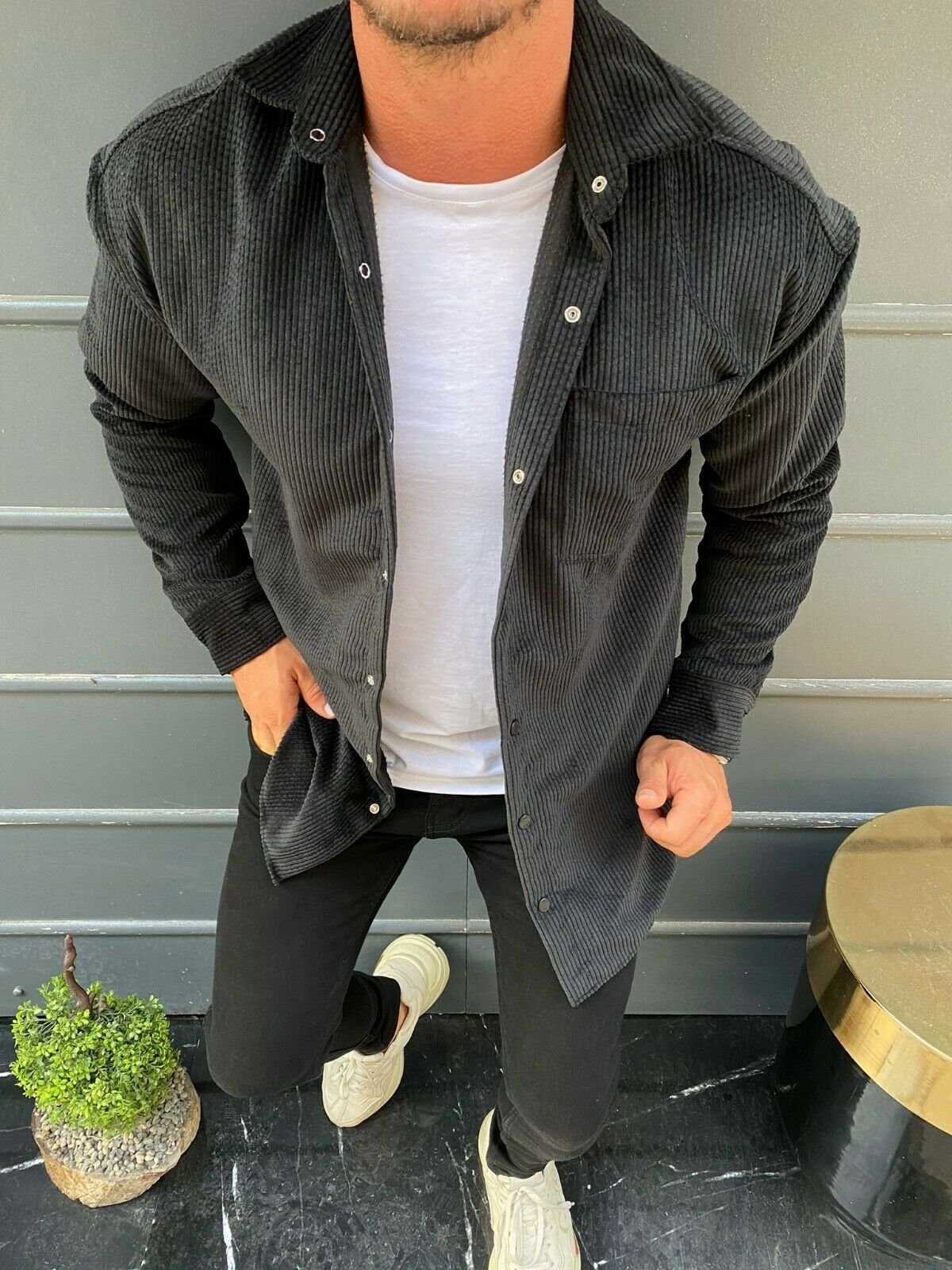 Megaman Jeans Langarmhemd Herren Cord Hemd günstig online kaufen