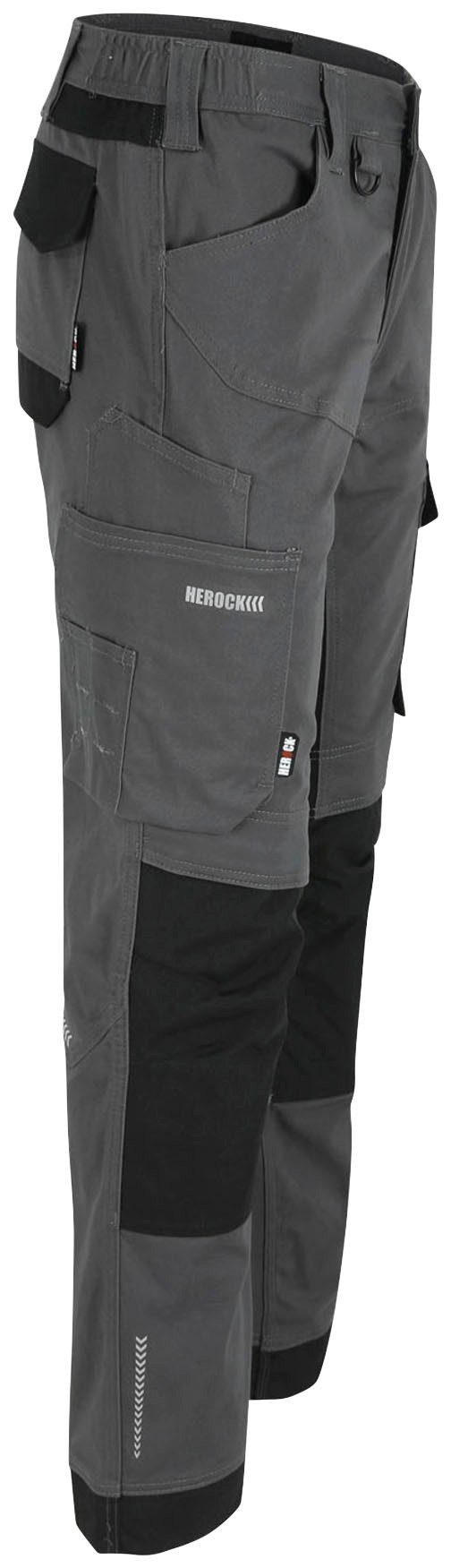 Arbeitshose Stretch, weich und wasserabweisend, Herock bequem XENI Baumwolle, Multi-pocket, grau