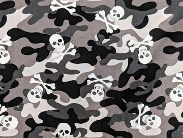 Corileo Stoff Baumwollstoff Camouflage Totenkopf Schwarz / Weiß Stoff