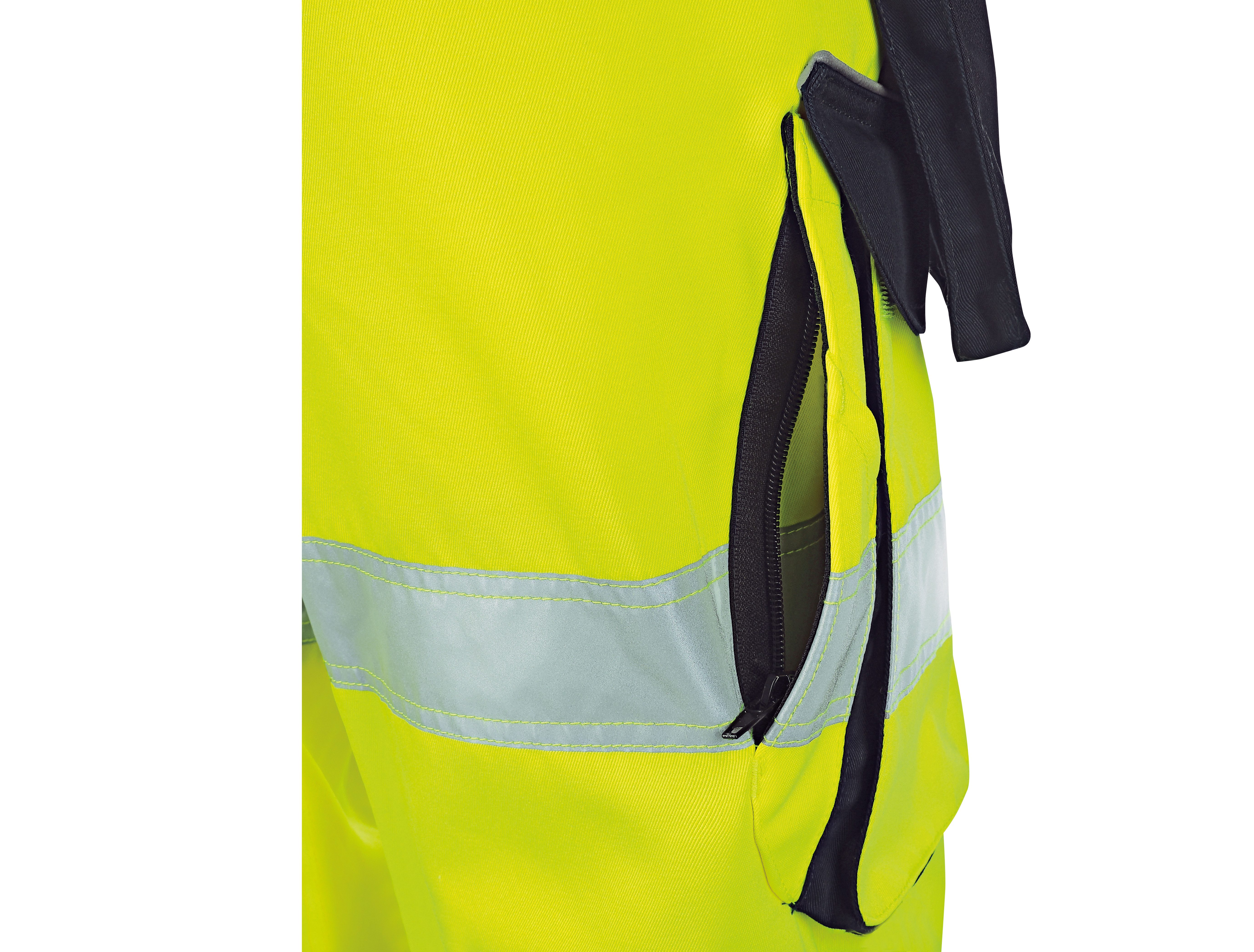 vizwell Arbeitshose reflektierende Herren Warnschutz Arbeitsbundhose DIN zertifiziert, strapazierfähig, Knietasche aus Oxford-Material – Bild 5 von 5