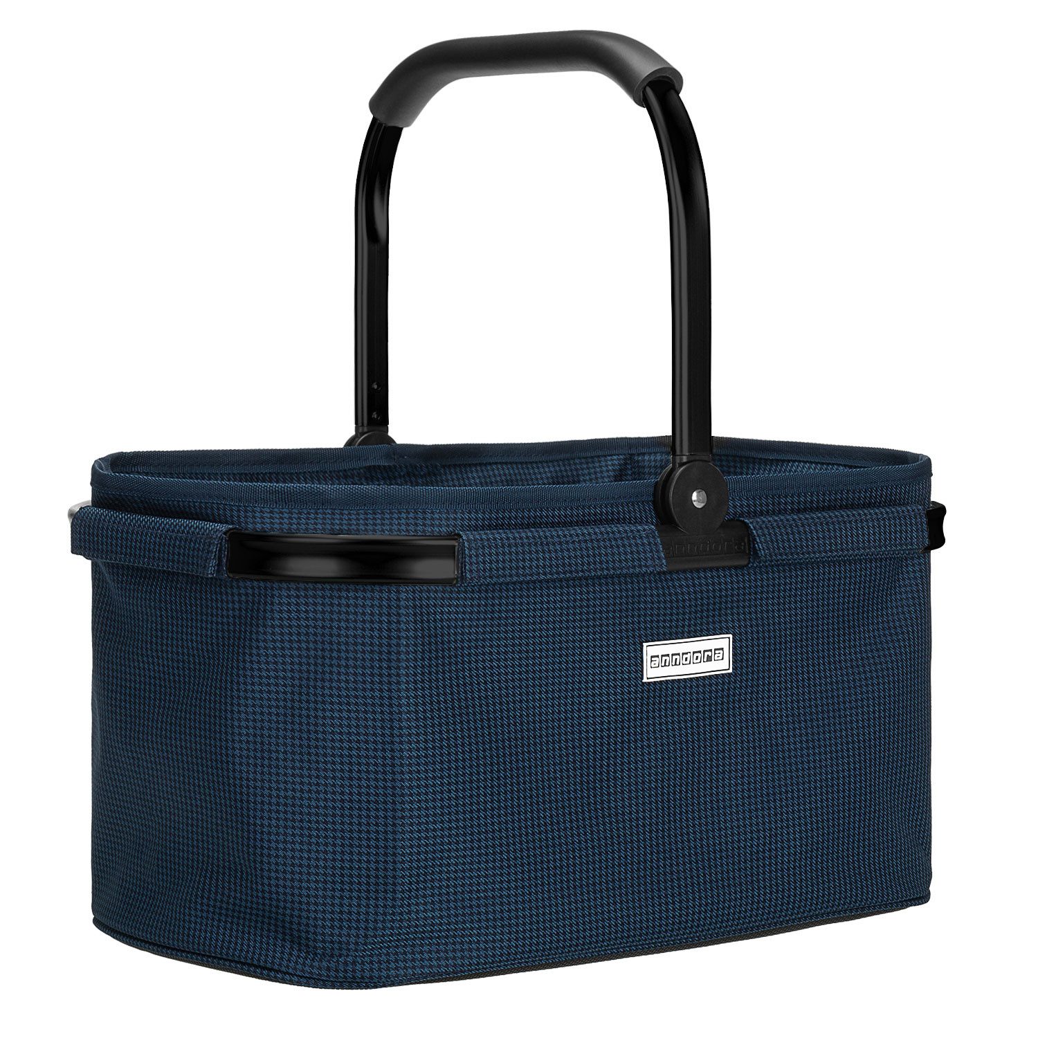 anndora Einkaufskorb mit stabilem Aluminiumrahmen, 22 l, Stoff durch Klettverschluss leicht abnehmbar zum Reinigen