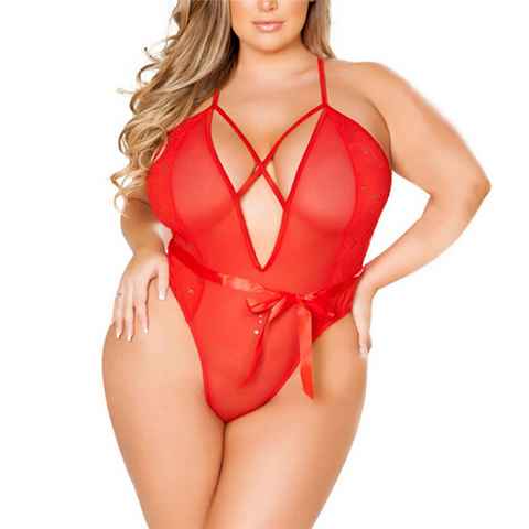 Babarella Body BB-08 Sexy Unterwäsche Oversize Transparente (Dessous Durchsichtige Reizwäsche Übergröße) Babydoll Spitze Nachtwäsche Lingerie Bodysuit Nachthemd Sleepwear