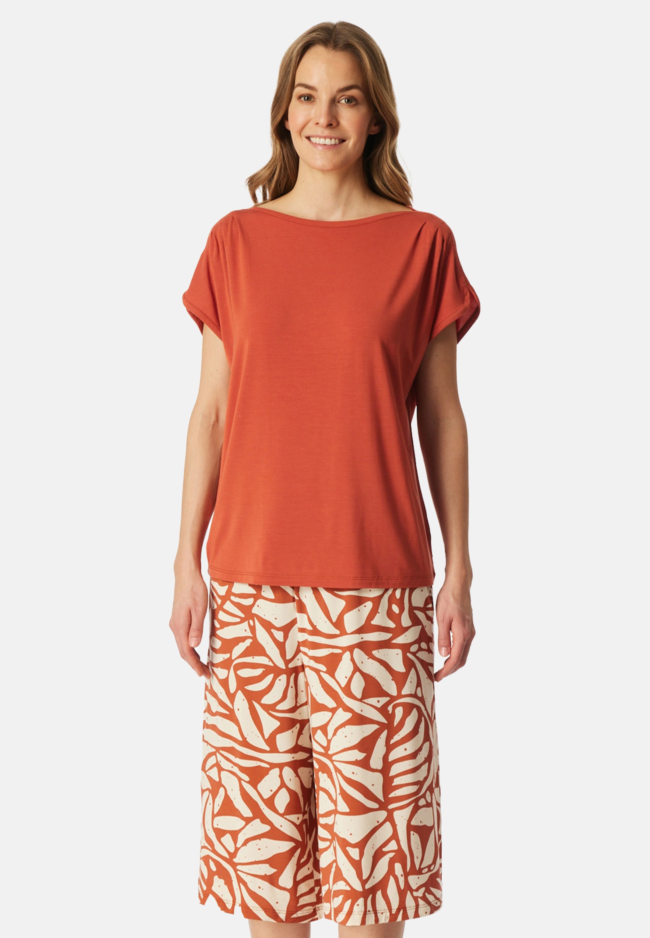 Schiesser Pyjama Selected Premium (Set, 2 tlg) Schlafanzug - Atmungsaktiv - Set aus T-Shirt und 3/4-Hose