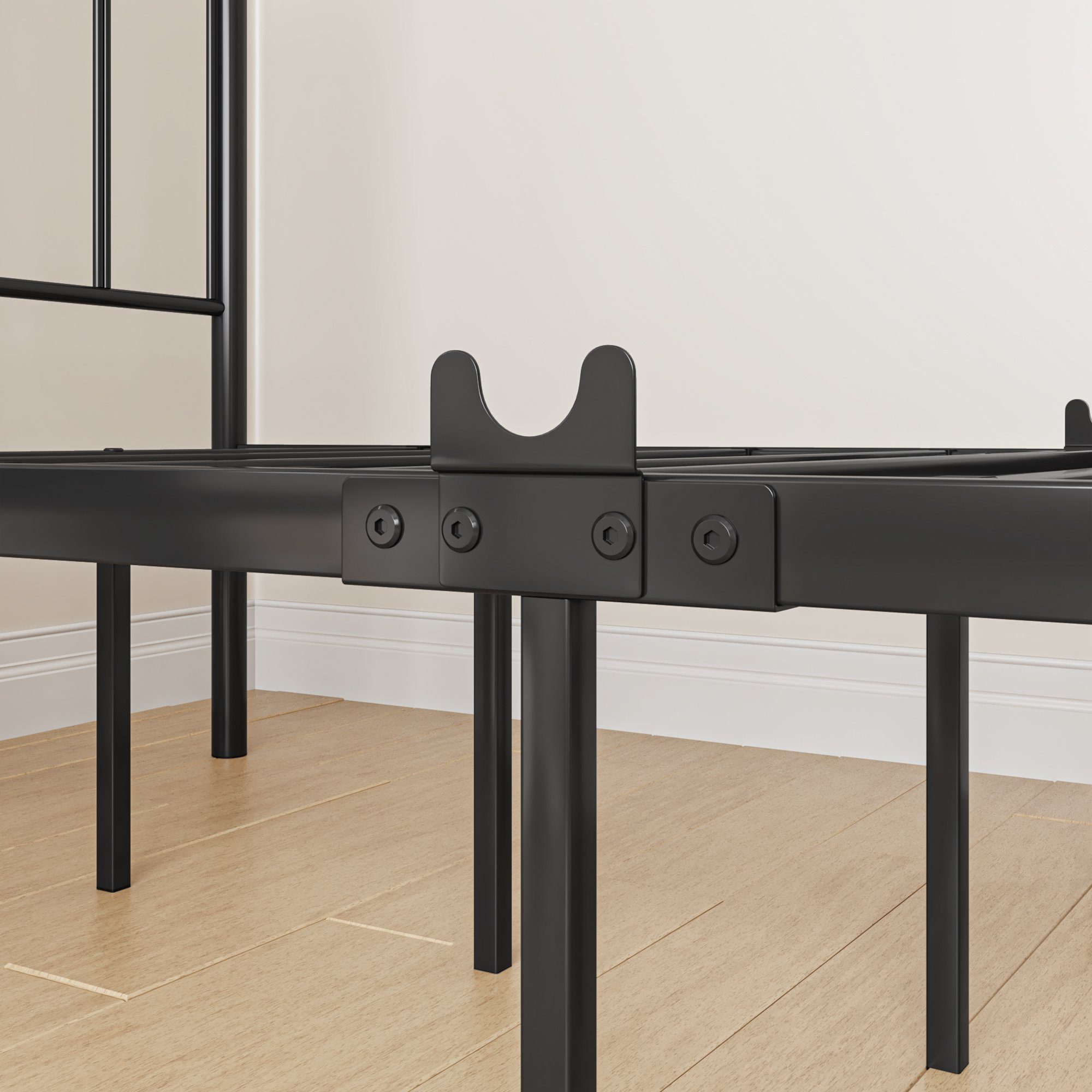 Metallbett (Einzelbett, 1-tlg., Gästebett mit Lattenrost und Bettgestell), Jugendbett 198 x 92 x 114 cm für Gästezimmer, Wohnzimmer