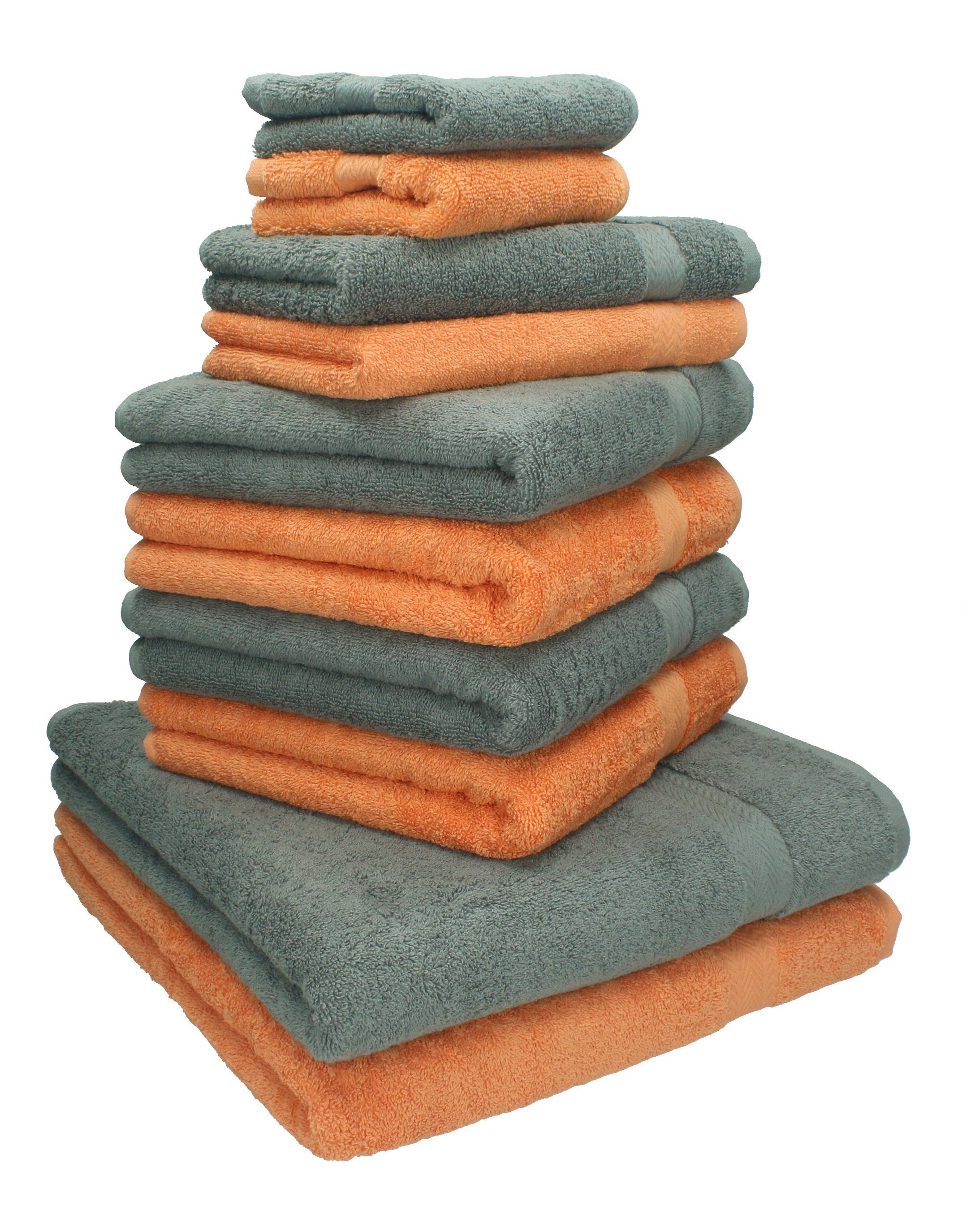 Betz Handtuch Set 10-TLG. Handtuch-Set Classic Farbe orange und anthrazit, 100% Baumwolle