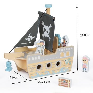 Mamabrum Spielzeug-Boot Holzpiratenschiff, Boot Spielzeug mit Öffnungsdeck