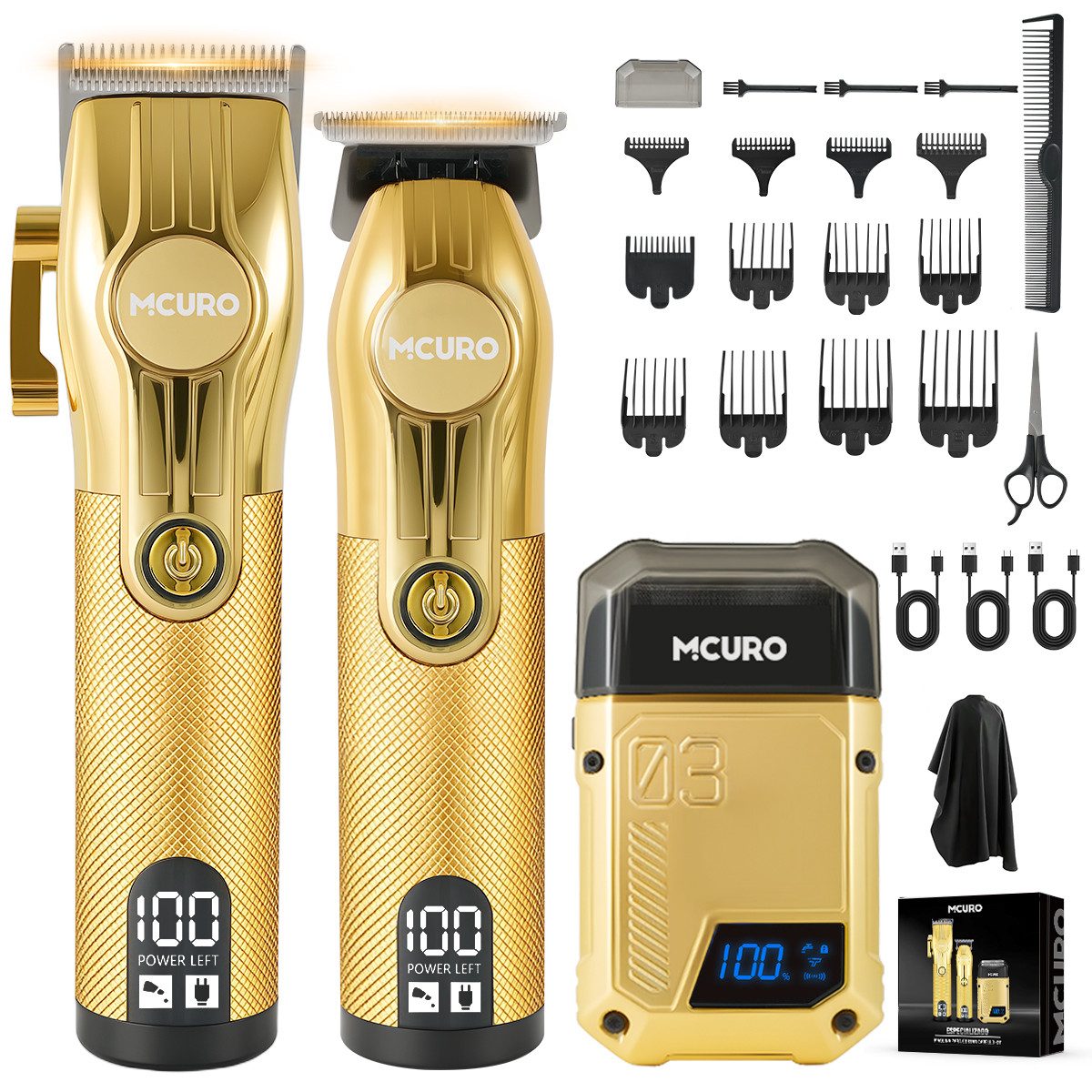 MCURO Haarschneider Elektrisch Profi,Haarschneidemaschine Barttrimmer Set für Herren, mit 12 Kammaufsätzen, Haar- und Bartschneider Wasserdicht & Kabellos mit LED-Akku