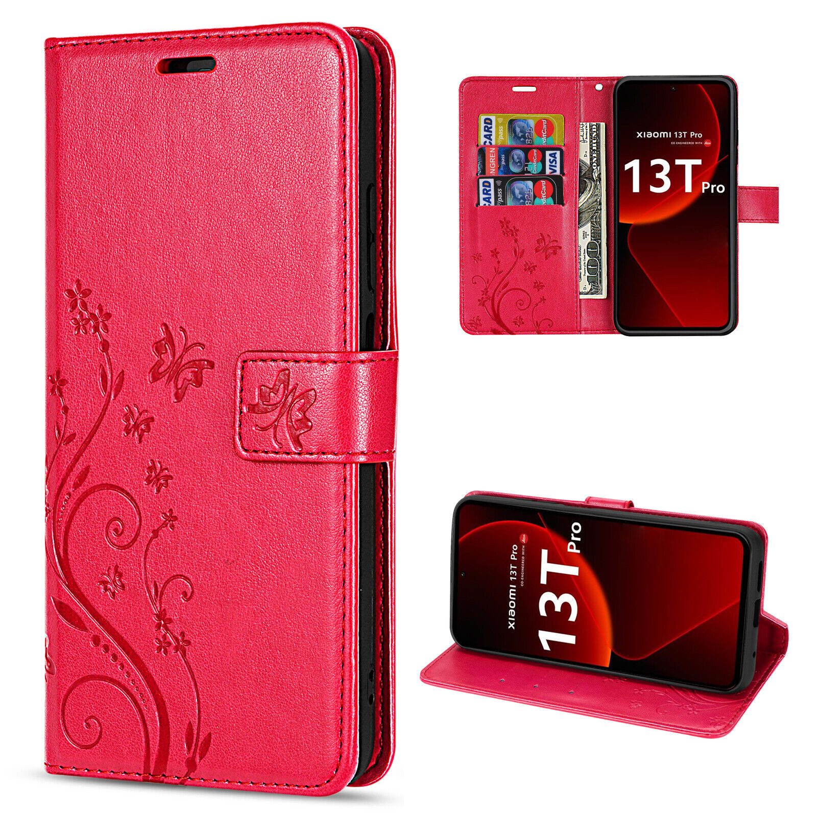 betterfon Handyhülle Handytasche für Xiaomi 13T / 13T Pro Klapphülle, Bookstyle-Hülle: Magnetverschluss 3 Kartenfächer & Standfunktion