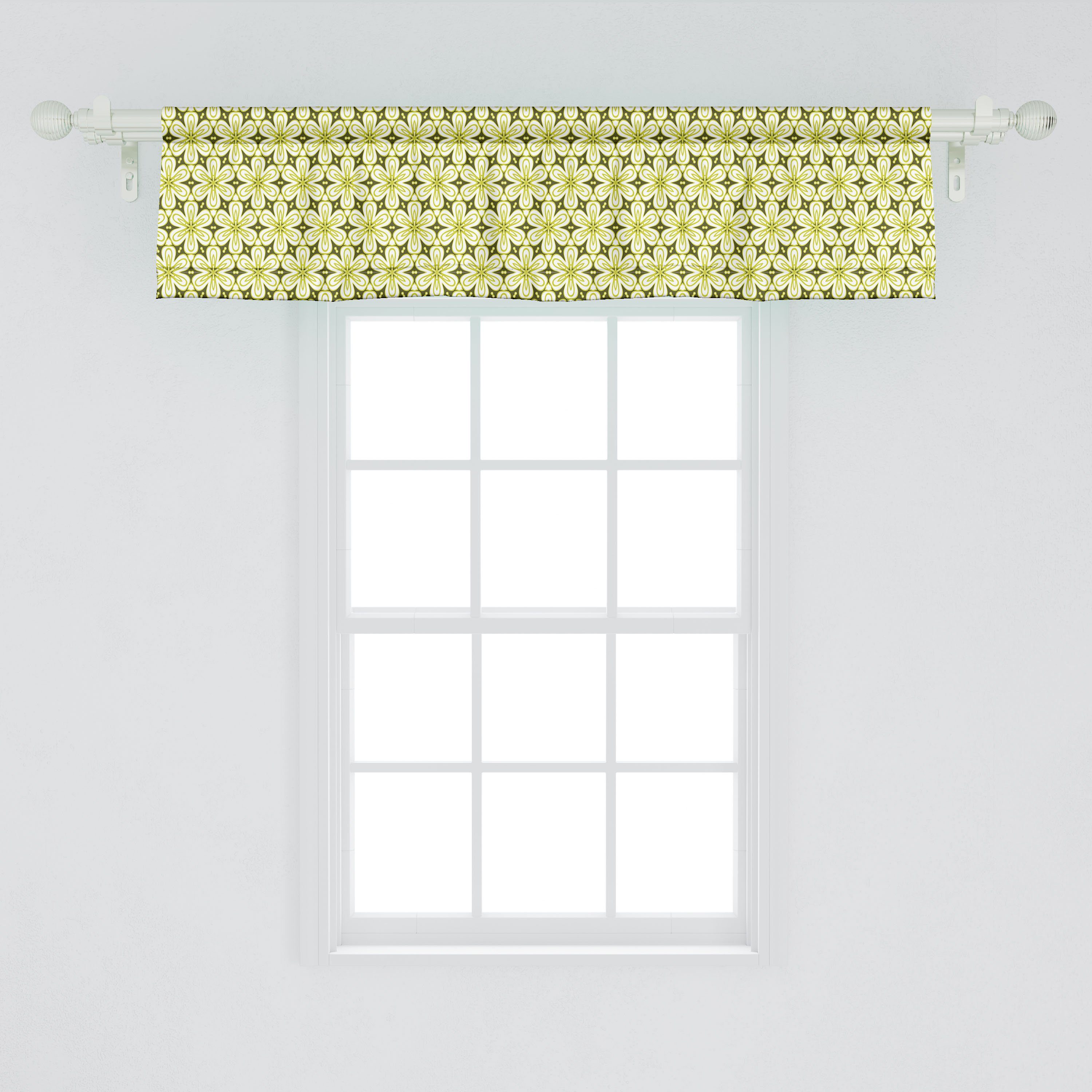 Scheibengardine Vorhang Volant für Microfaser, Küche Dekor mit Blumen Abakuhaus, Blumen Schlafzimmer monotone Stangentasche