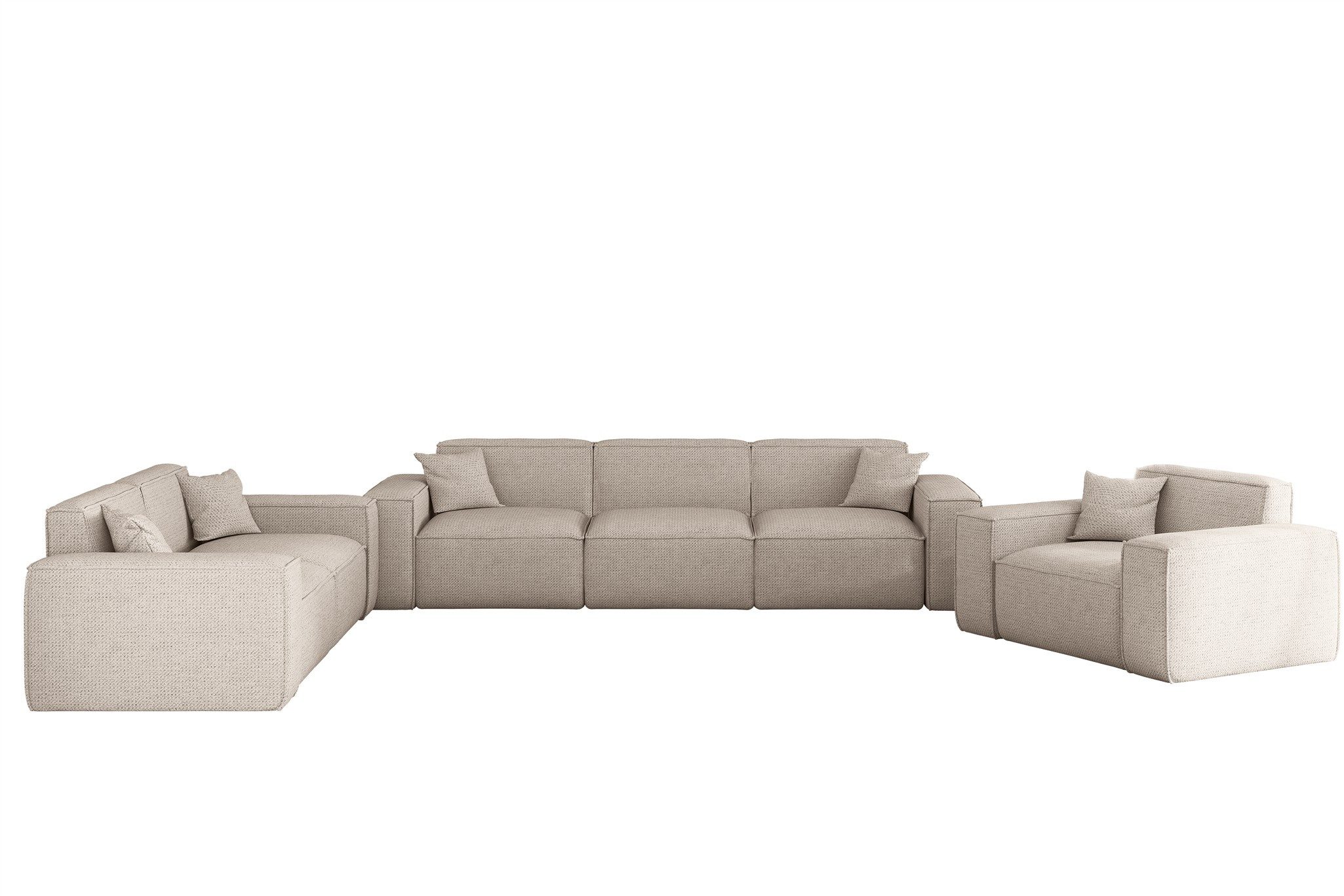 Fun Möbel Polstergarnitur Sofaset Designersofa CELES PREMIUM 3-2-1 in Stoff Artico, (Set), inkl. 5 Zierkissen