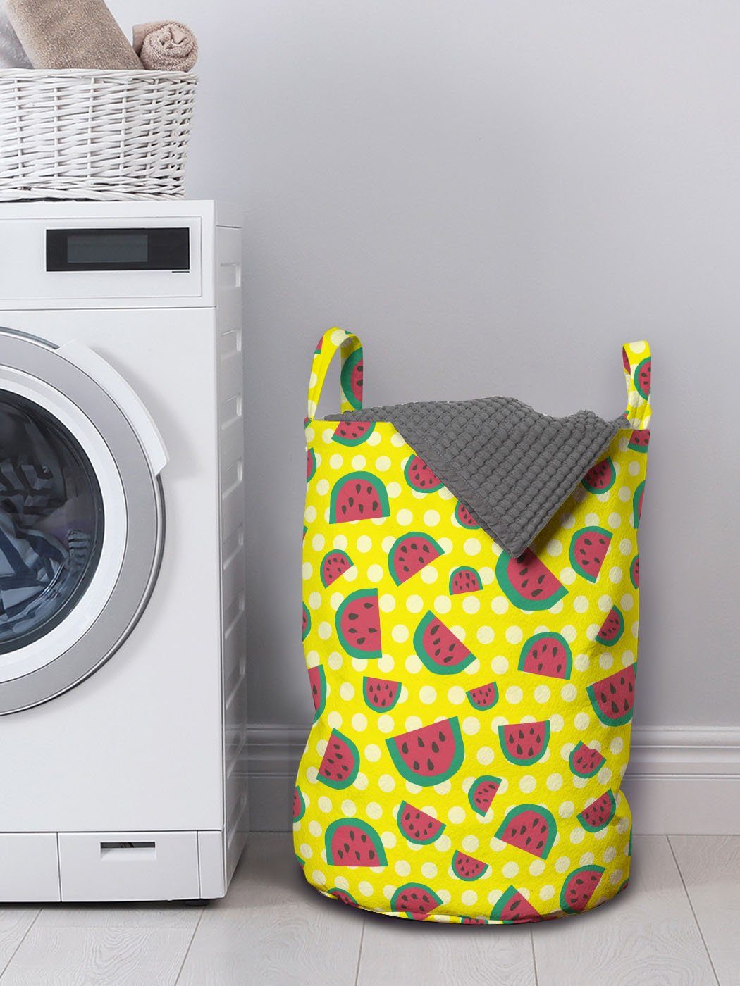 Abakuhaus Wäschesäckchen Wäschekorb mit Kordelzugverschluss Waschsalons, Sommer-Frucht-Scheiben für Wassermelone Griffen
