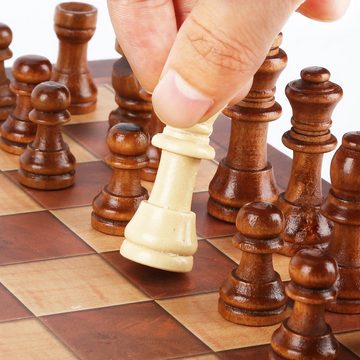 Randaco Spiel, Schachspiel Backgammon Schach Handarbeit Spielbrett 29x29CM Klappbar