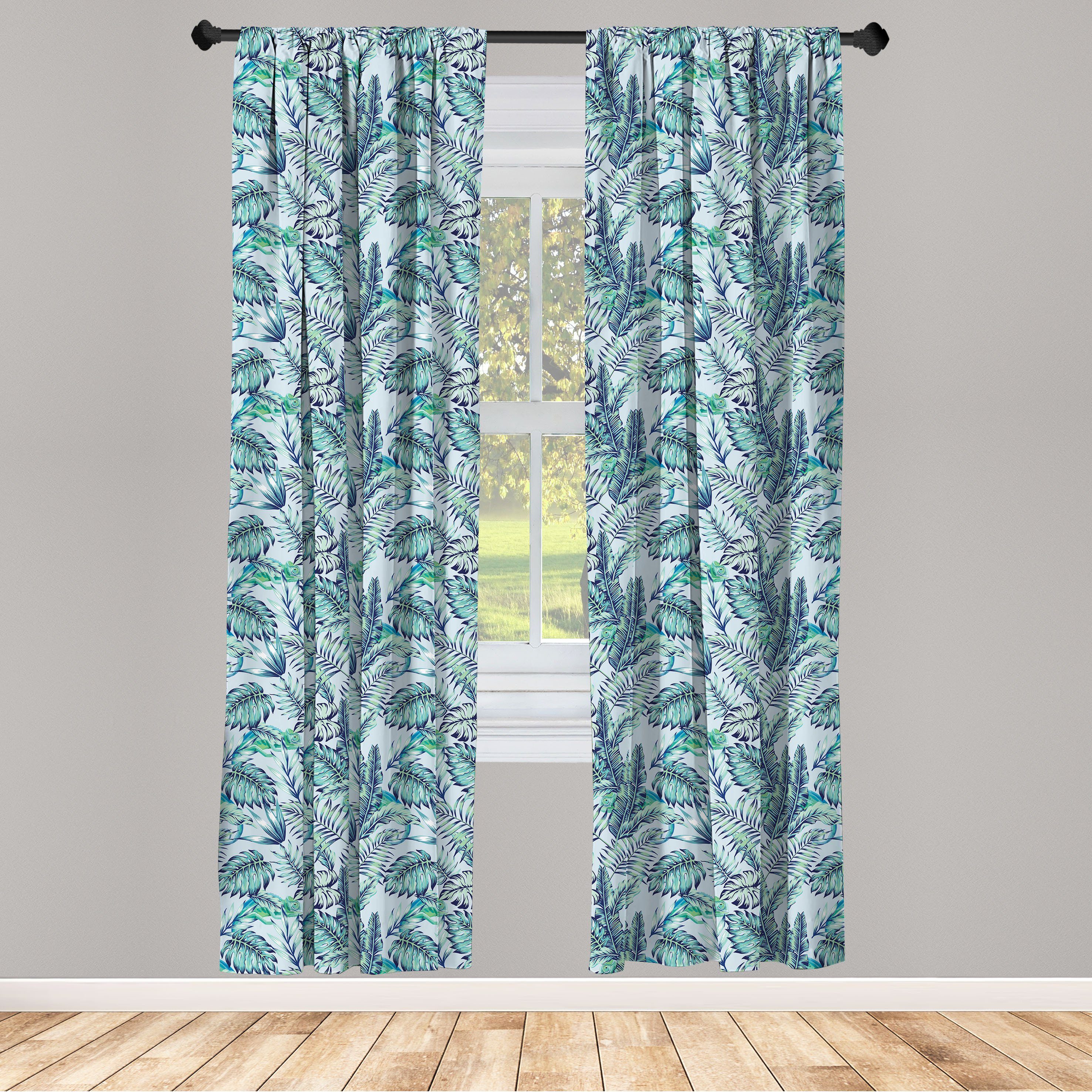 Gardine Vorhang für Wohnzimmer Schlafzimmer Dekor, Abakuhaus, Microfaser, Exotisch Chamäleon auf Tropic Blätter