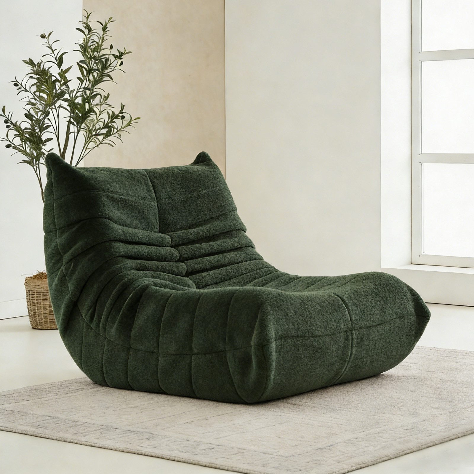 REDOM Sofa Sitzsack, Einzelsofa, Wohnzimmer Sofa, Interne rahmenlose Struktur, Teddyfleece+Schaumstoff mit hoher Dichte 1 Teile