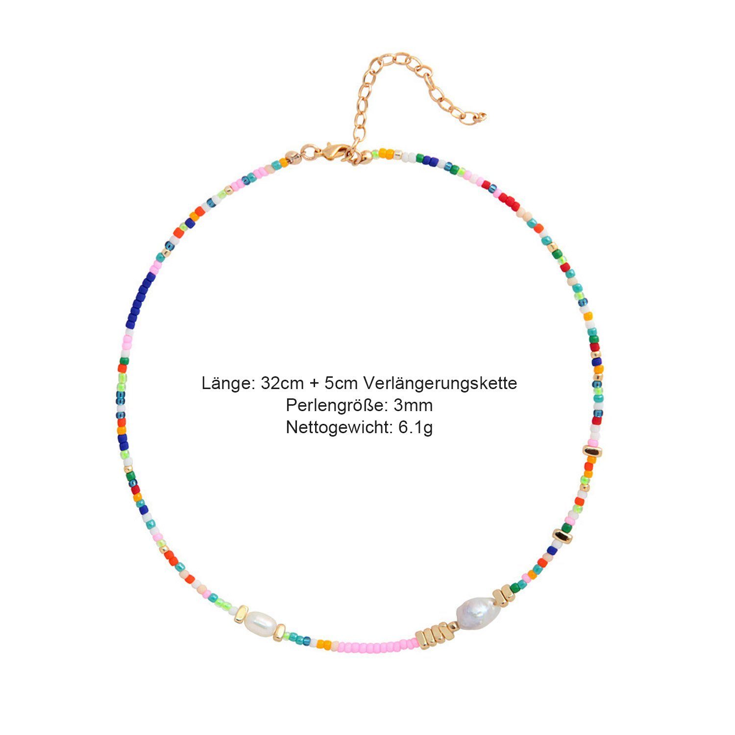 MAGICSHE Perlenkette Süßwasserperlen Layered Halskette vergoldet Edelstahl NK8002a Halskette 18K aus Frauen, für