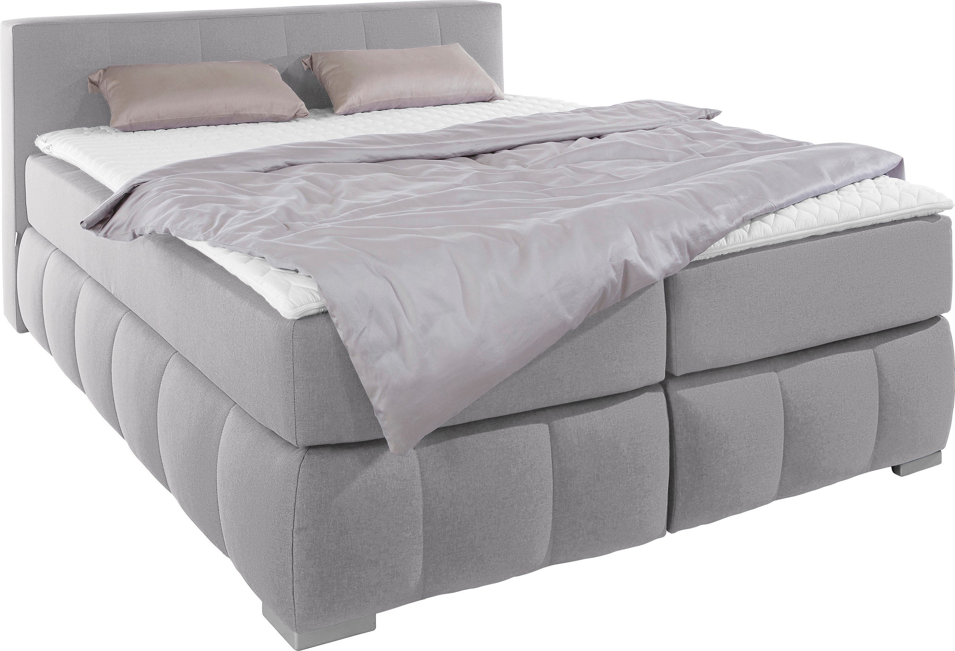 Home affaire Boxspringbett Chelles, inkl. Topper, in XXL- Überlänge 220 cm, Unterbox mit feine Wölbung