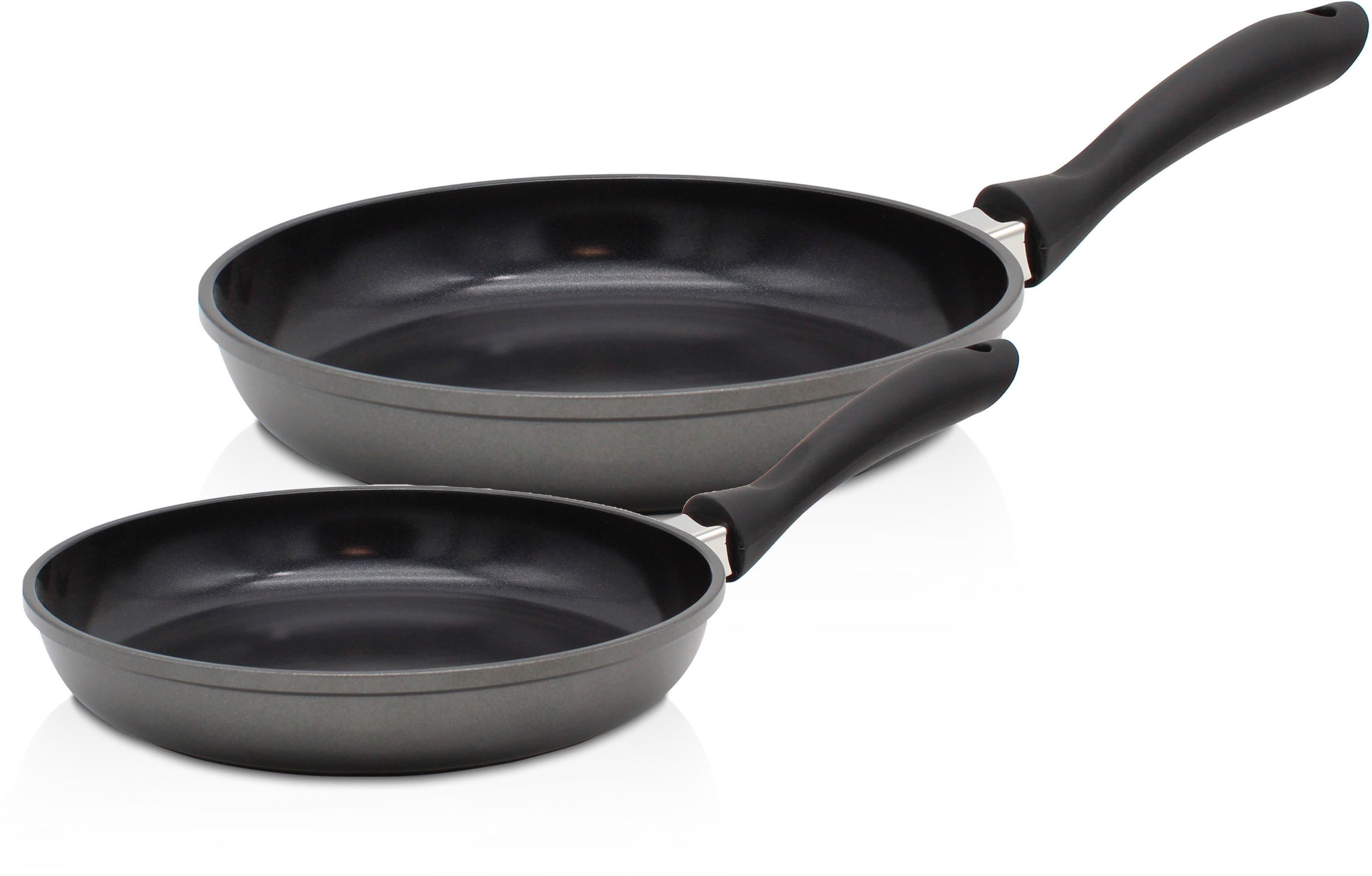 Krüger Pfannen-Set Aluguss Pfannenset Potsdam, 2 tlg., Aluminiumguss (Set, 2-tlg., 1x Bratpfanne Ø 20 cm, 1x Bratpfanne Ø 28 cm), für Induktions-Kochfelder geeignet