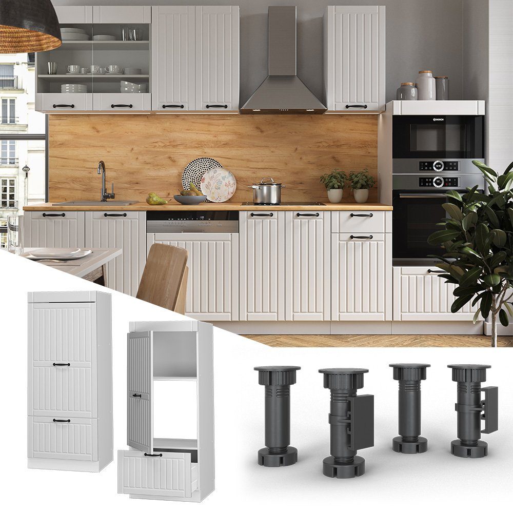 Vicco Mikrowellenumbauschrank Fame-Line, Weiß Landhaus/Weiß, 60 günstig online kaufen