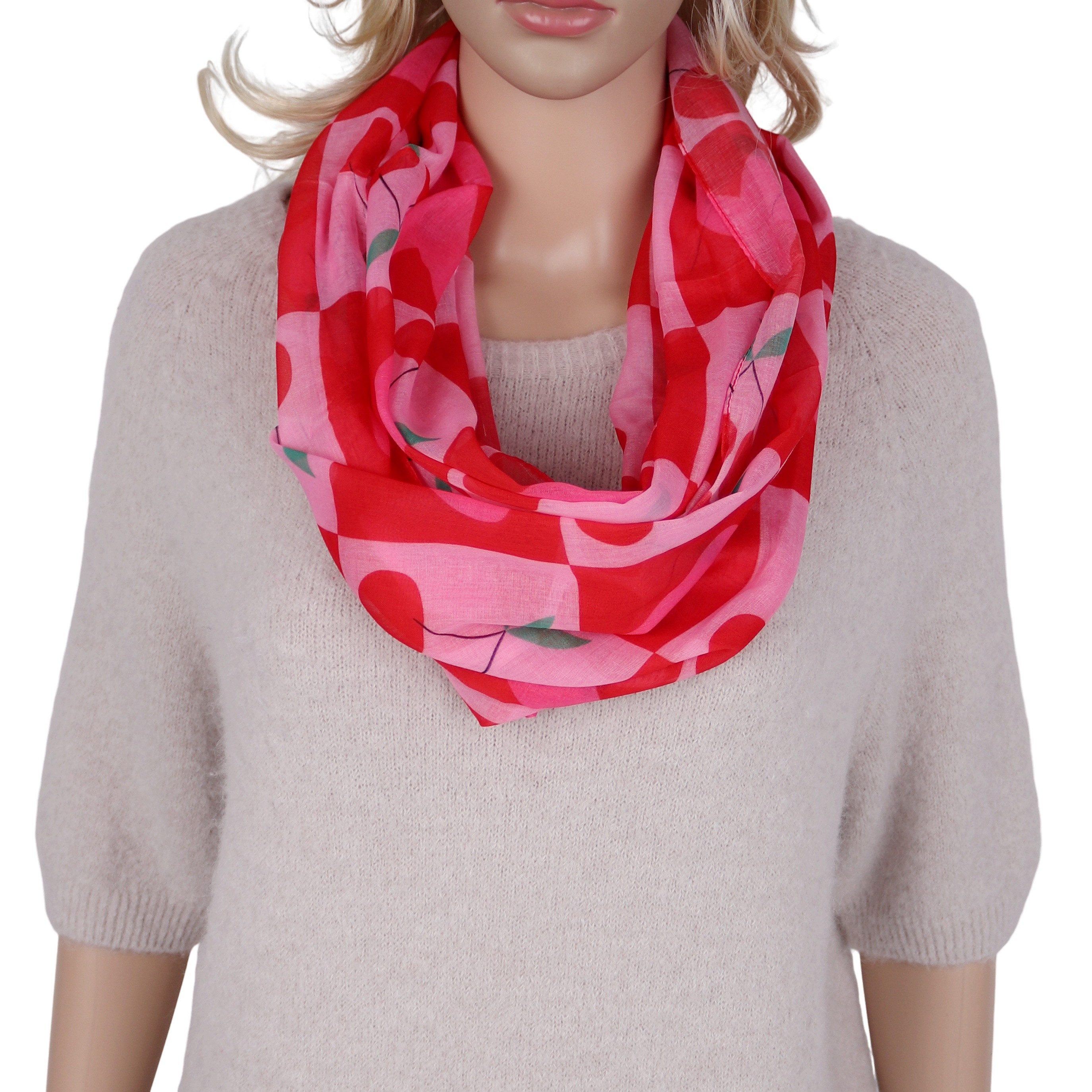 MIRROSI Loop Damen Schal mit Tollem Muster Weich aus 100% Viskose, Schlauchschal, (ca.160x48cm, zweimal um den Hals wickelbar), Damen Halstuch Stola ideal für Frühling,Sommer, Herbst