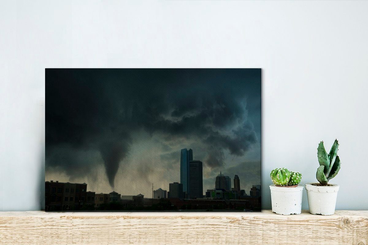30x20 Aufhängefertig, OneMillionCanvasses® über cm St), Wanddeko, City Leinwandbild den Leinwandbilder, Staaten, Wandbild (1 Ein Oklahoma Tornado in Vereinigten