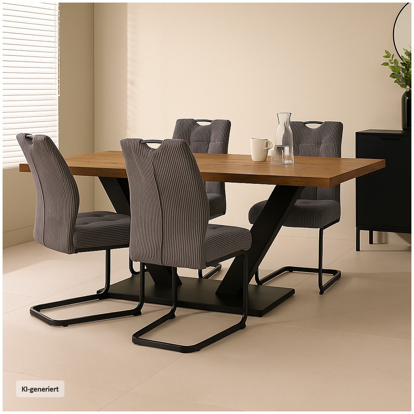 HTI-Living Esszimmerstuhl Modernes 4er Set Schwingstühle Dunkelgrau (Set, 4 St), Esszimmerstuhl Freischwinger