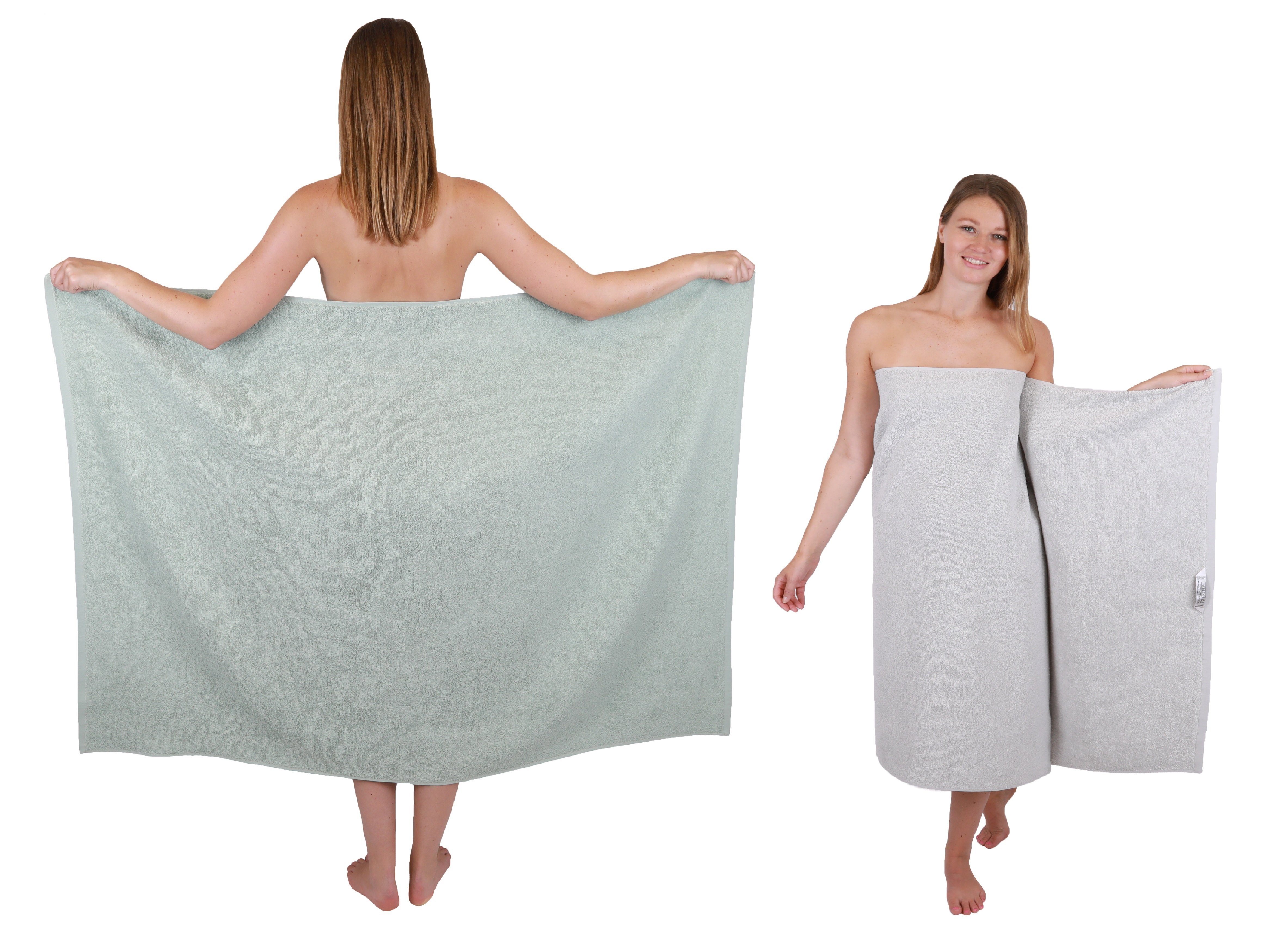 Betz Duschtücher Maxi 2 Stück BERLIN Badetuch XXL 100x150cm jade-silbergrau, 100% Baumwolle