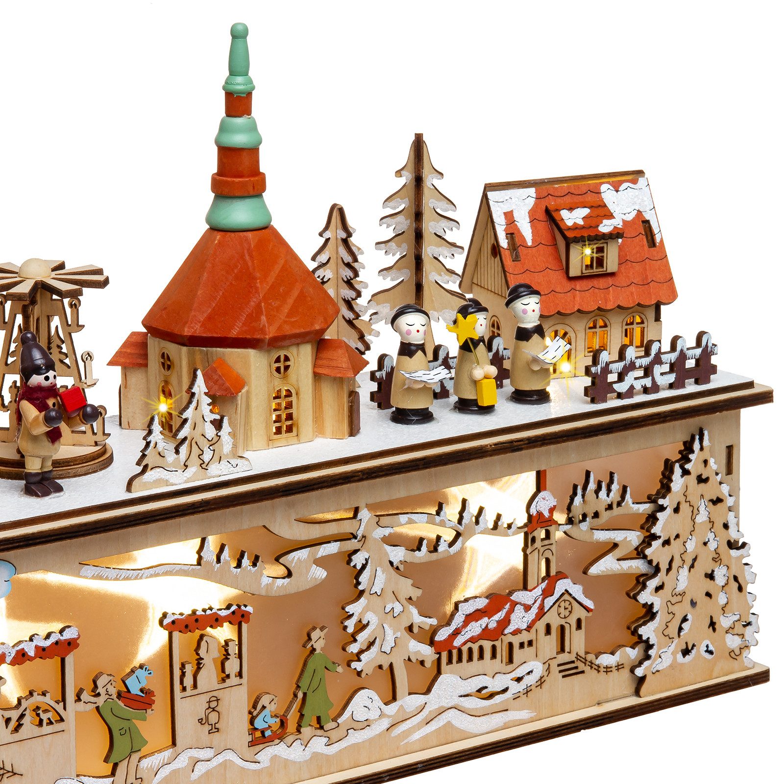 SIKORA Schwibbogen LB09 SEIFFENER Weihnachtsmarkt Lichtersockel mit LED Beleuchtung
