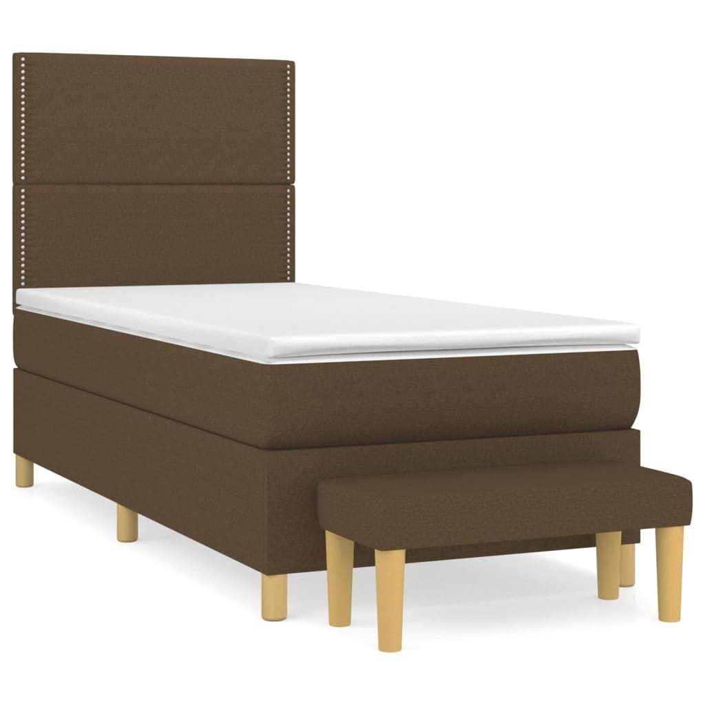 vidaXL Boxspringbett, Boxspringbett mit Matratze Dunkelbraun 100x200 cm Sto günstig online kaufen
