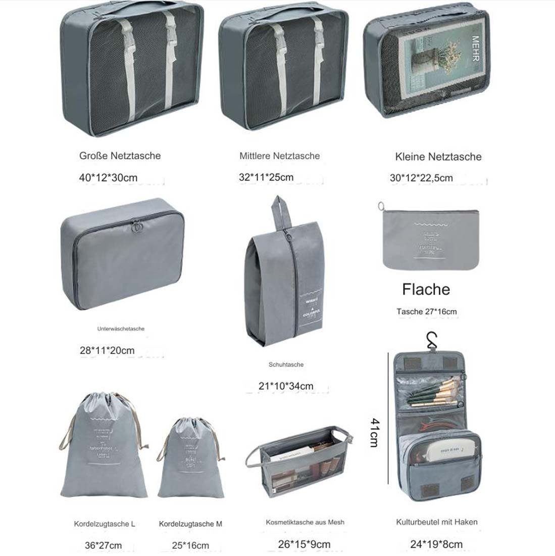 YANN Aufbewahrungstasche 7-teiliges tragbares Reise-Aufbewahrungstaschen-Set.  (7-teiliges Reise-verdicktes Koffer-Kleidungsklassifizierungs- Aufbewahrungstaschen-Set, 7-tlg)