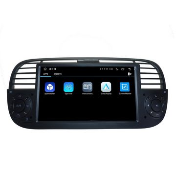TAFFIO Für Fiat 500 (Schwarz) 7" Touchscreen Android Autoradio GPS CarPlay Einbau-Navigationsgerät