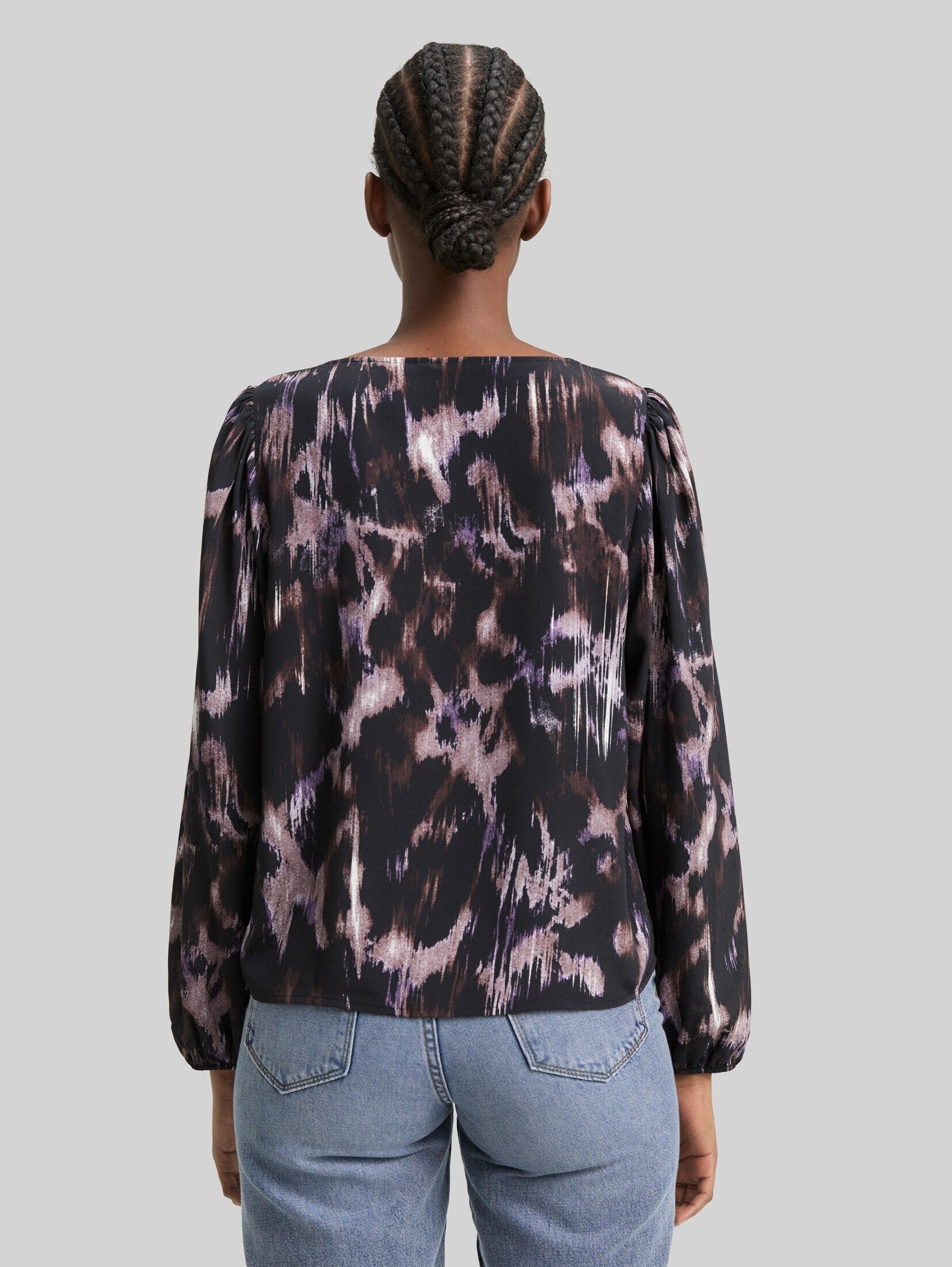 TOM TAILOR Denim Langarmbluse Blusen & Shirts Loose Fit Bluse mit Schleifen-Details