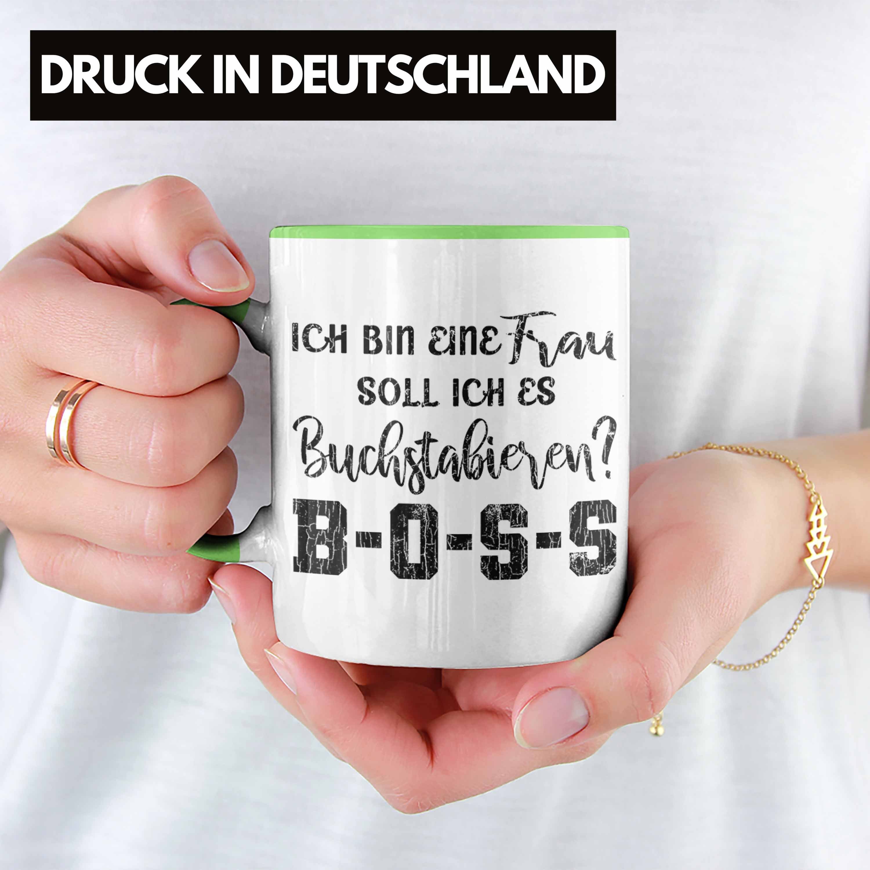 mit Tasse Lustige Tasse Sprüche Trendation Mama Frau Frauen Spruch Trendation Kaffeetasse - Grün Spruch Geschenk Boss