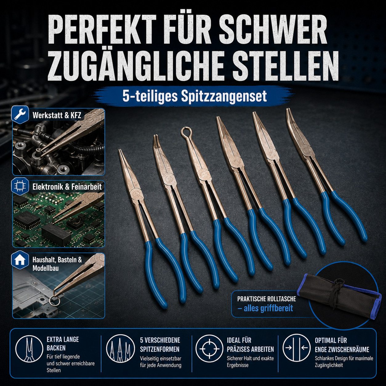 Bituxx Spitzzange Bituxx Spitzzangen Set 5 tlg., Set 5-tlg., MS-19225