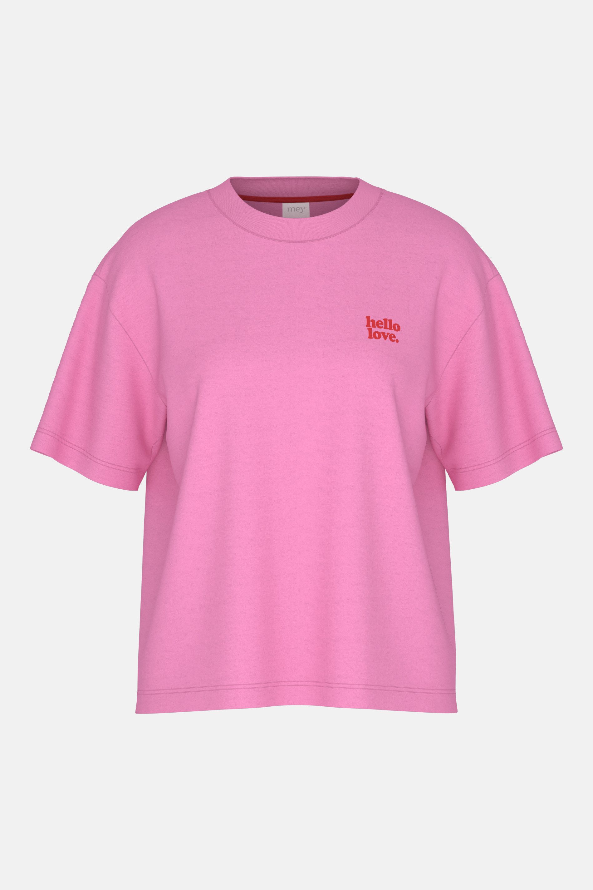 Mey Pyjamaoberteil Mey T-Shirt Serie Solid Love Uni T-Shirt (1-tlg) Modernes Shirt, Rundhals, Baumwolle, kleiner Print