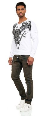 KINGZ Langarmshirt in Body-Fit mit Adler-Motiv