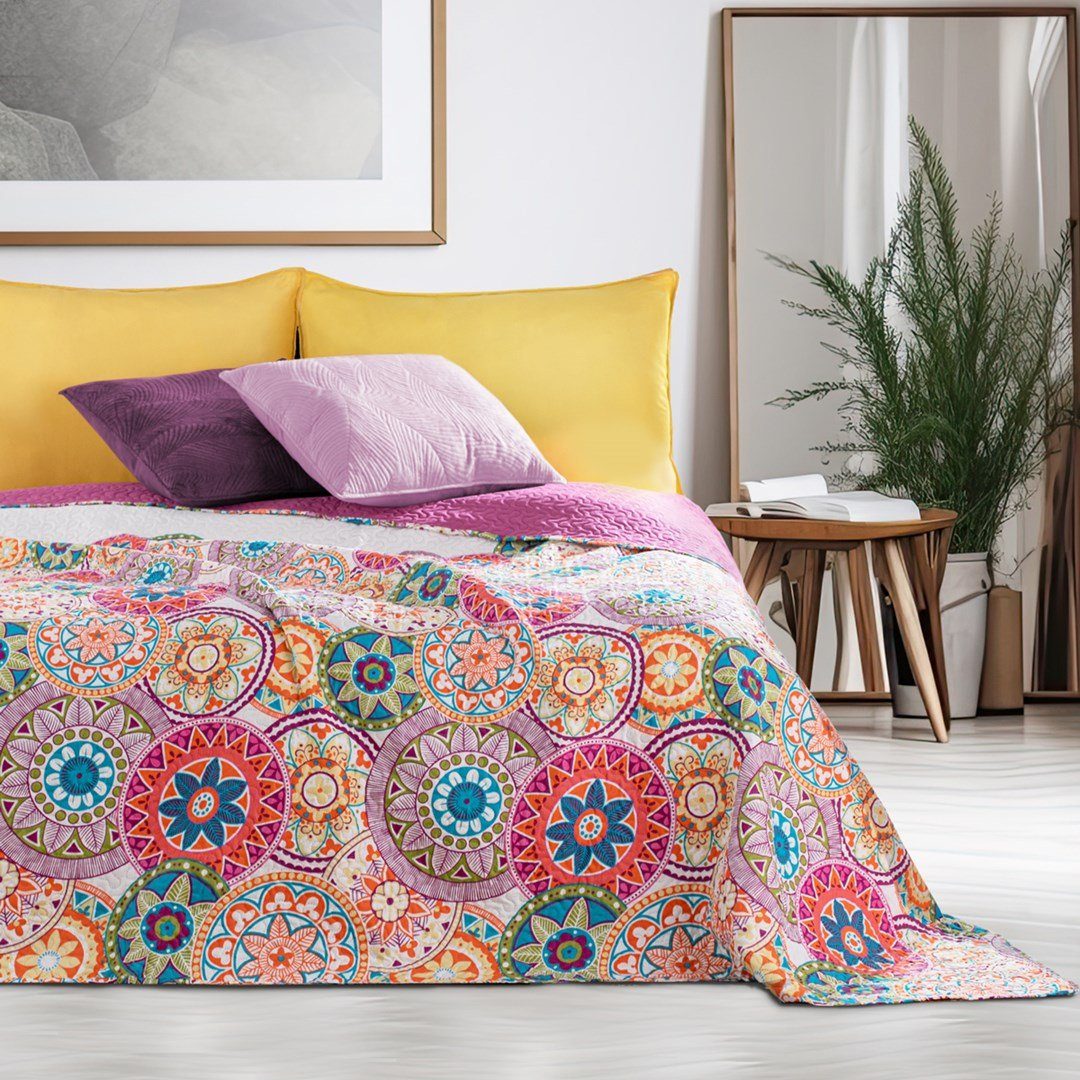 DecoKing Tagesdecke Bettüberwurf Tagesdecke mit Wendedesign Abstrakt Blumen günstig online kaufen