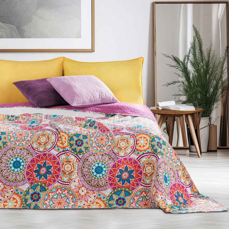 Tagesdecke Bettüberwurf Colors - Luxus Tagesdecke mit Wendedesign Bibi Blumen, DecoKing, Wendedesign