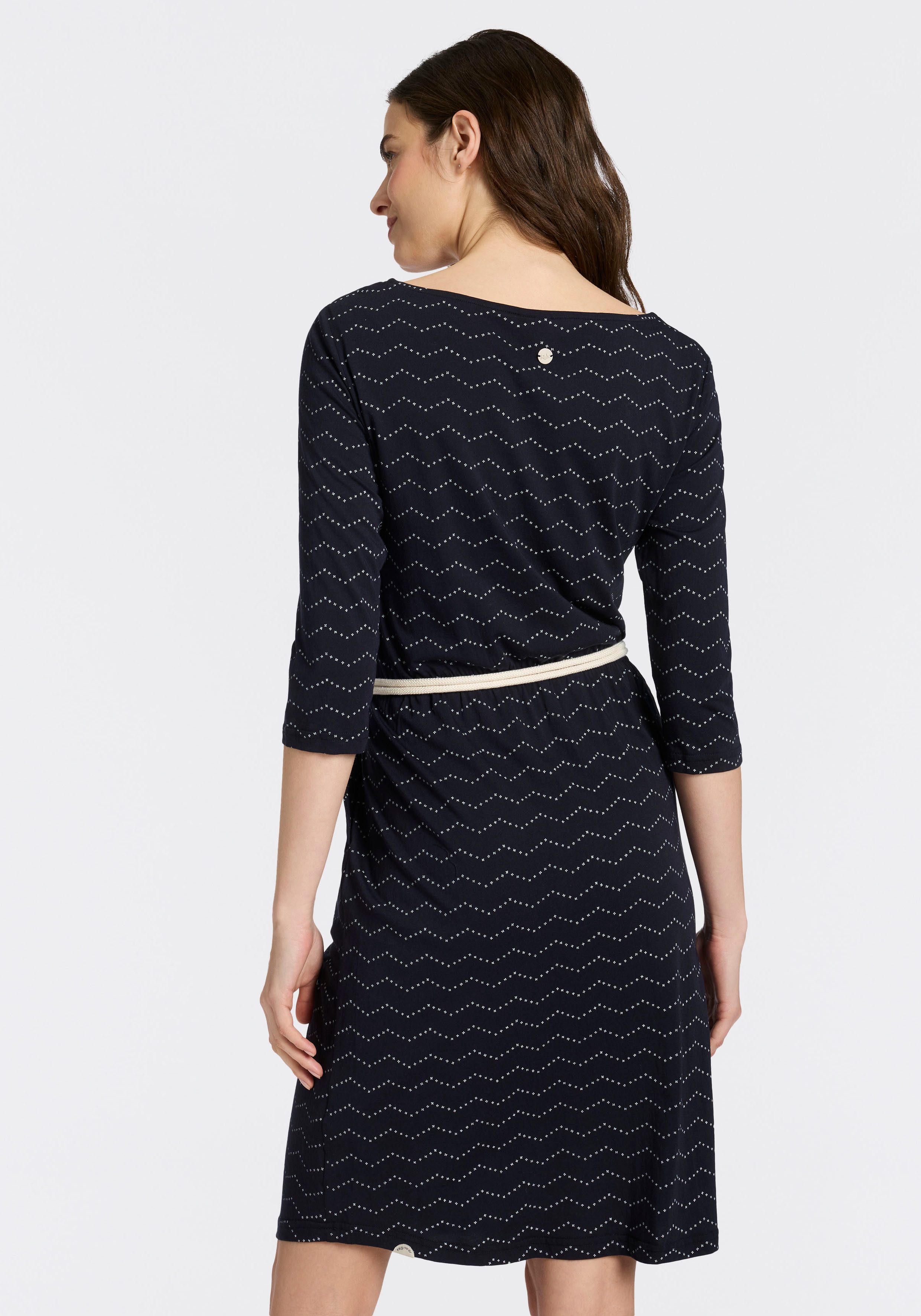 Ragwear Jerseykleid LILITHA ZIG ZAG O mit Taillen-Bindegürtel