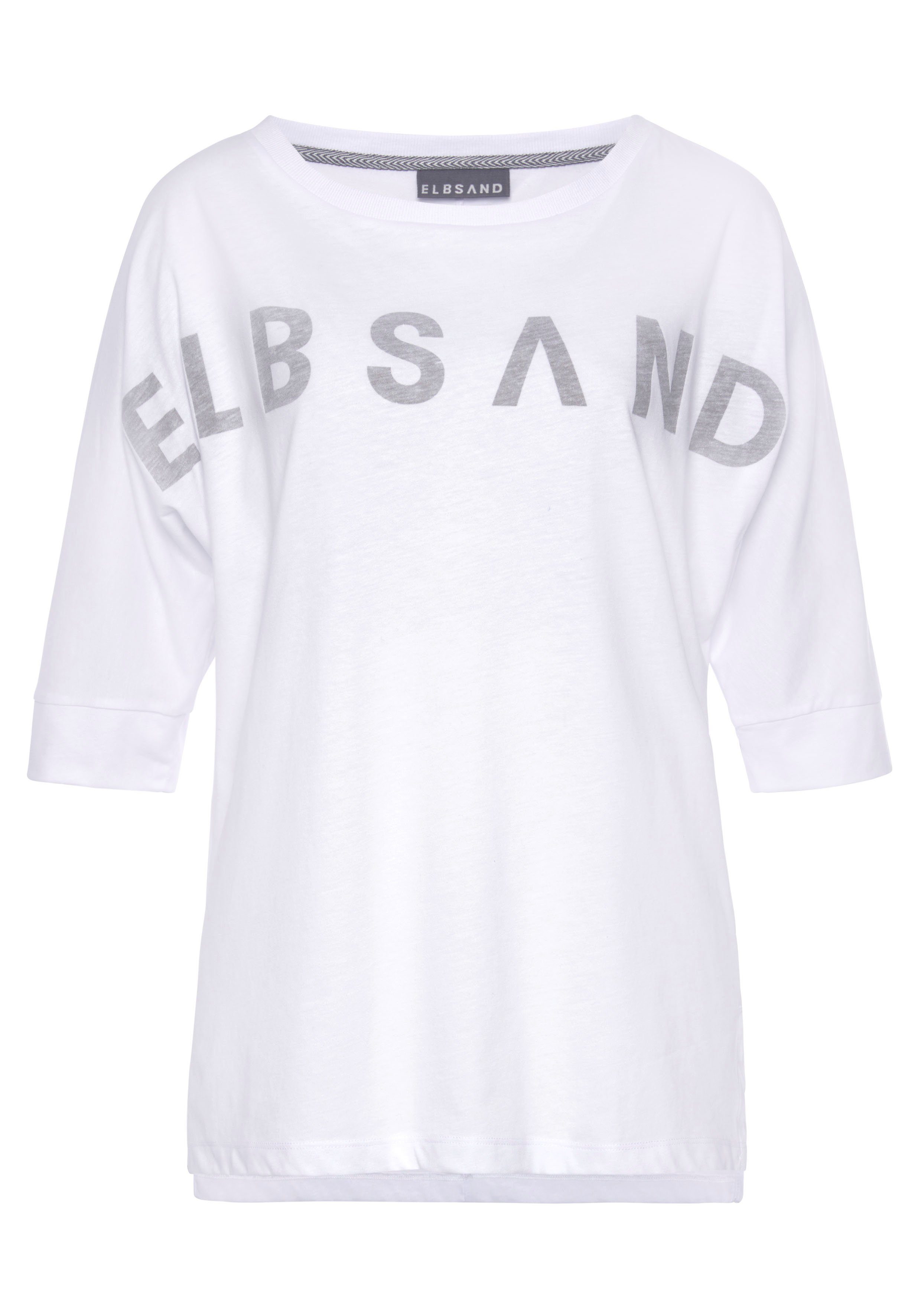 Elbsand 3/4-Arm-Shirt Iduna mit Logoprint, Baumwoll-Mix, lockere Passform. Reduzierter Preis € 29,99. Unverbindliche Preisempfehlung € 39,99