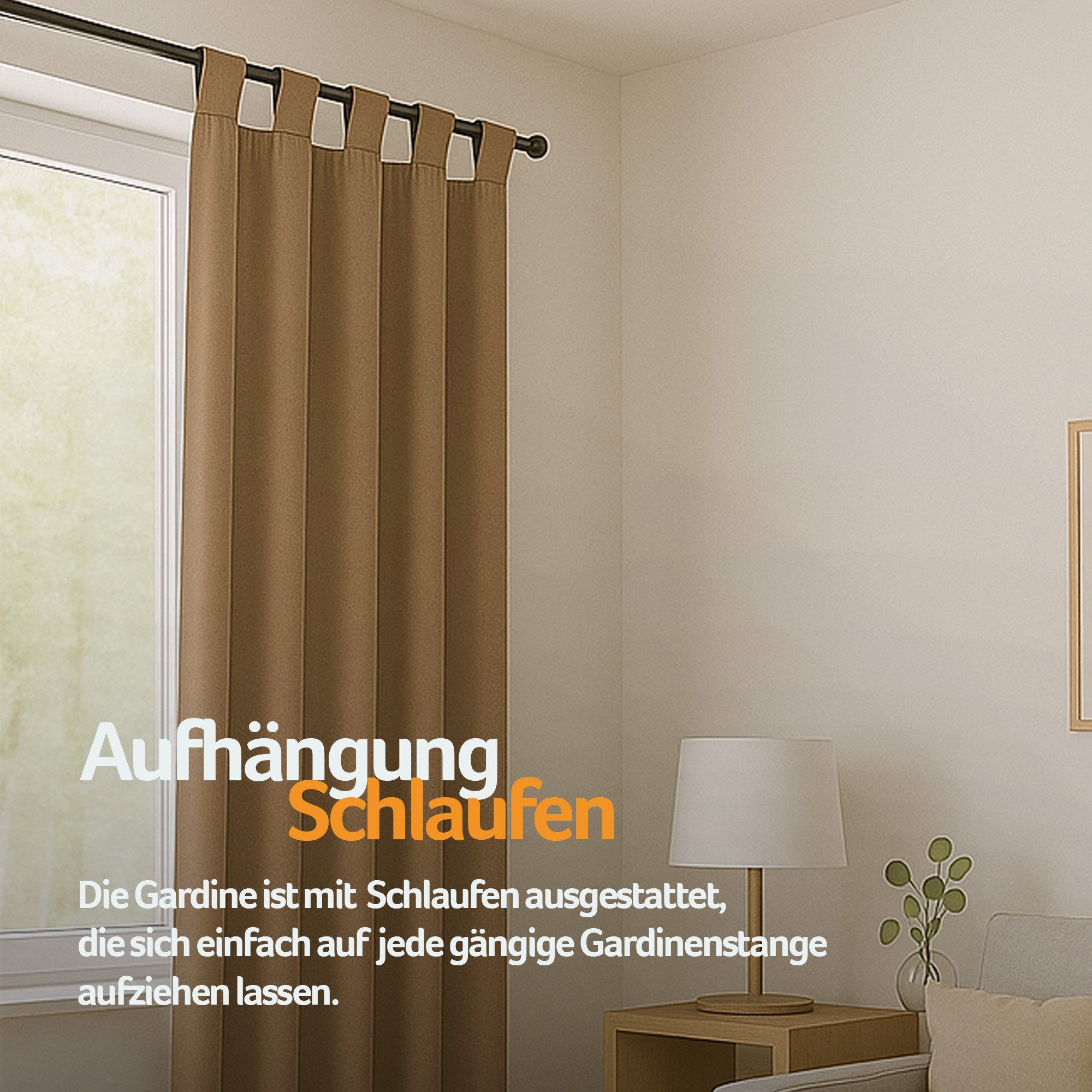 Bestlivings Vorhang "Ellen" mit Schlaufen (1 St), Schlaufen, blickdicht, einfarbig, waschbar bei 30°C, bügelleicht, trocknergeeignet – Bild 3 von 5