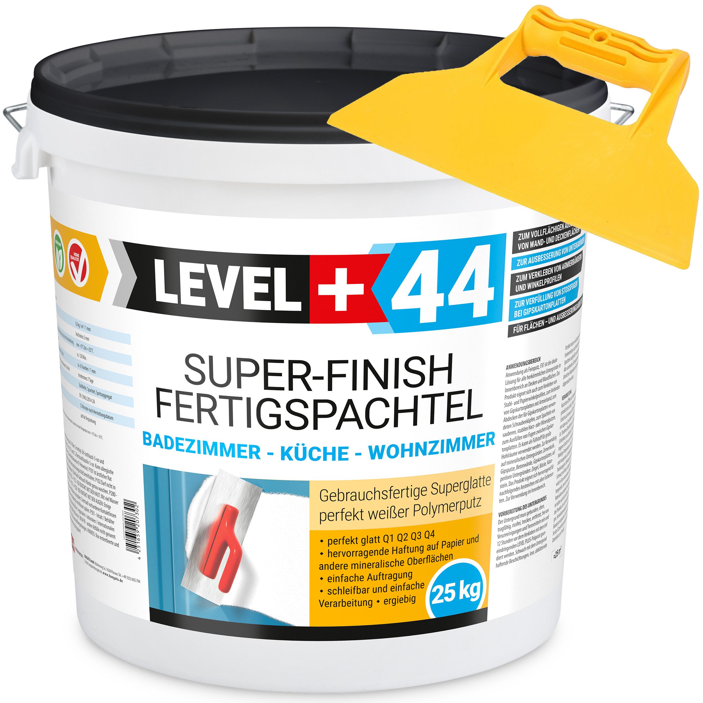 Level+ Шпательmasse LEVEL+ SET Применитьspachtel Шпательmasse L+44 - 25KG + Glattespachtel