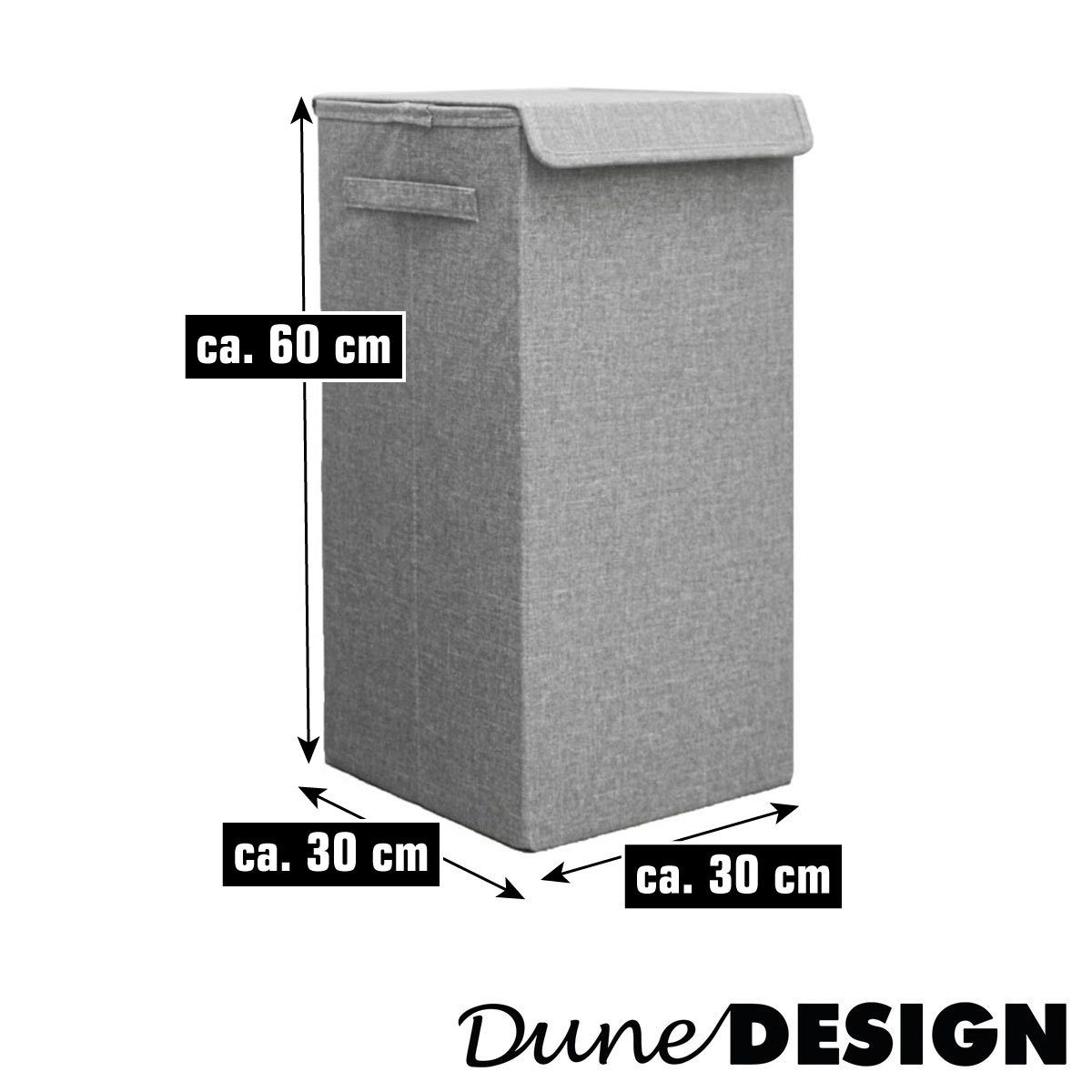 Wäschekorb 60x30x30 50L Wäschekorb + Deckel DuneDesign Grau 30x30x60 cm faltbar, XXL Wäschebox