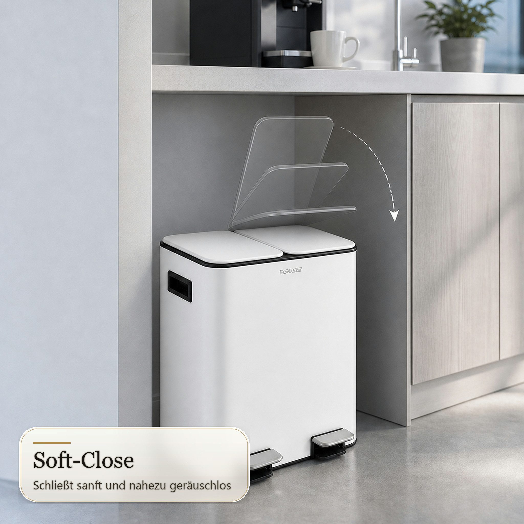 Floordirekt Mülleimer Logan 2 x 15 L Treteimer Soft Close Mülltrennung, Zwei entnehmbare Innenbehälter – Bild 5 von 5